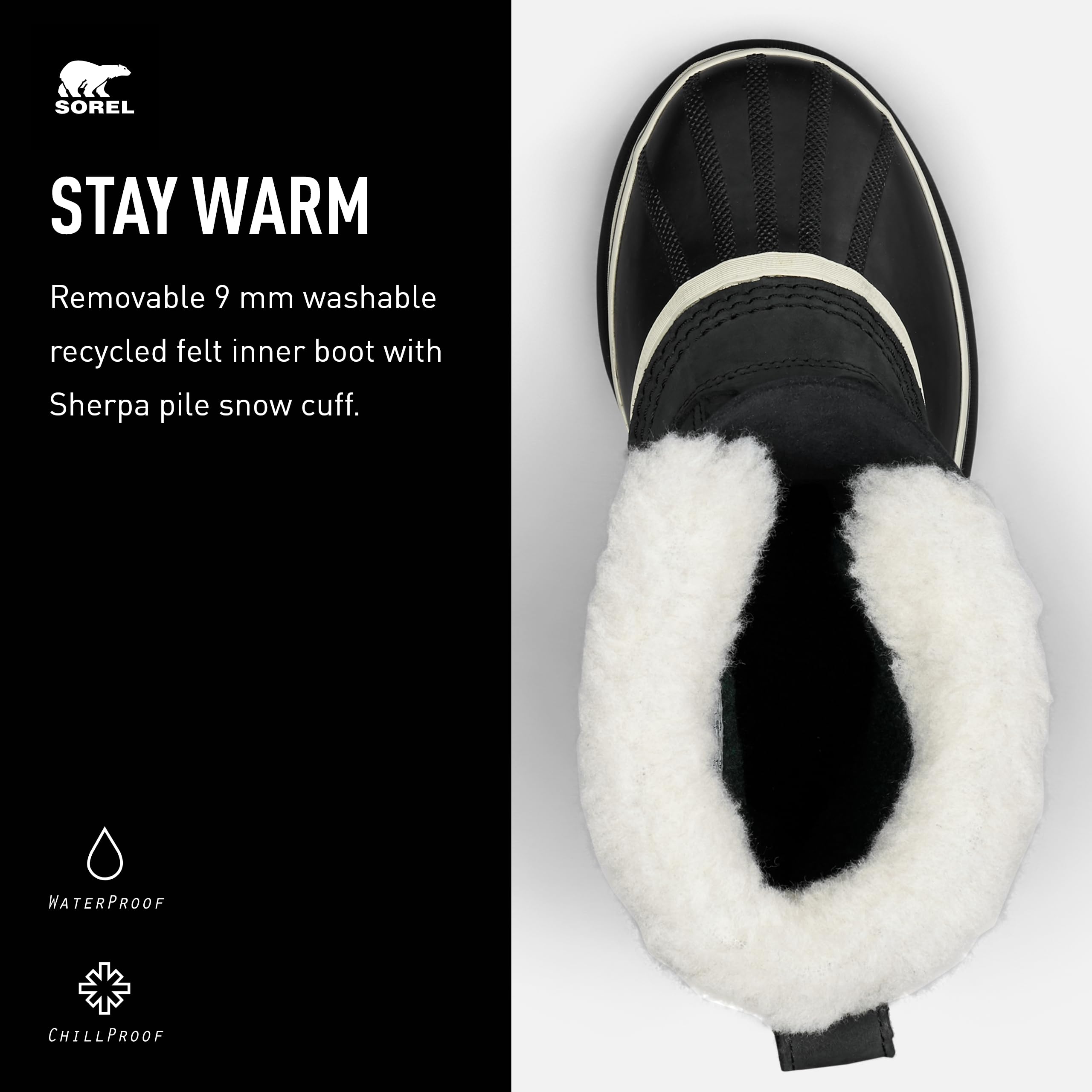 Sorel Caribou WP, Botas para nieve impermeables, Mujer, Black Stone, 38.5 EU