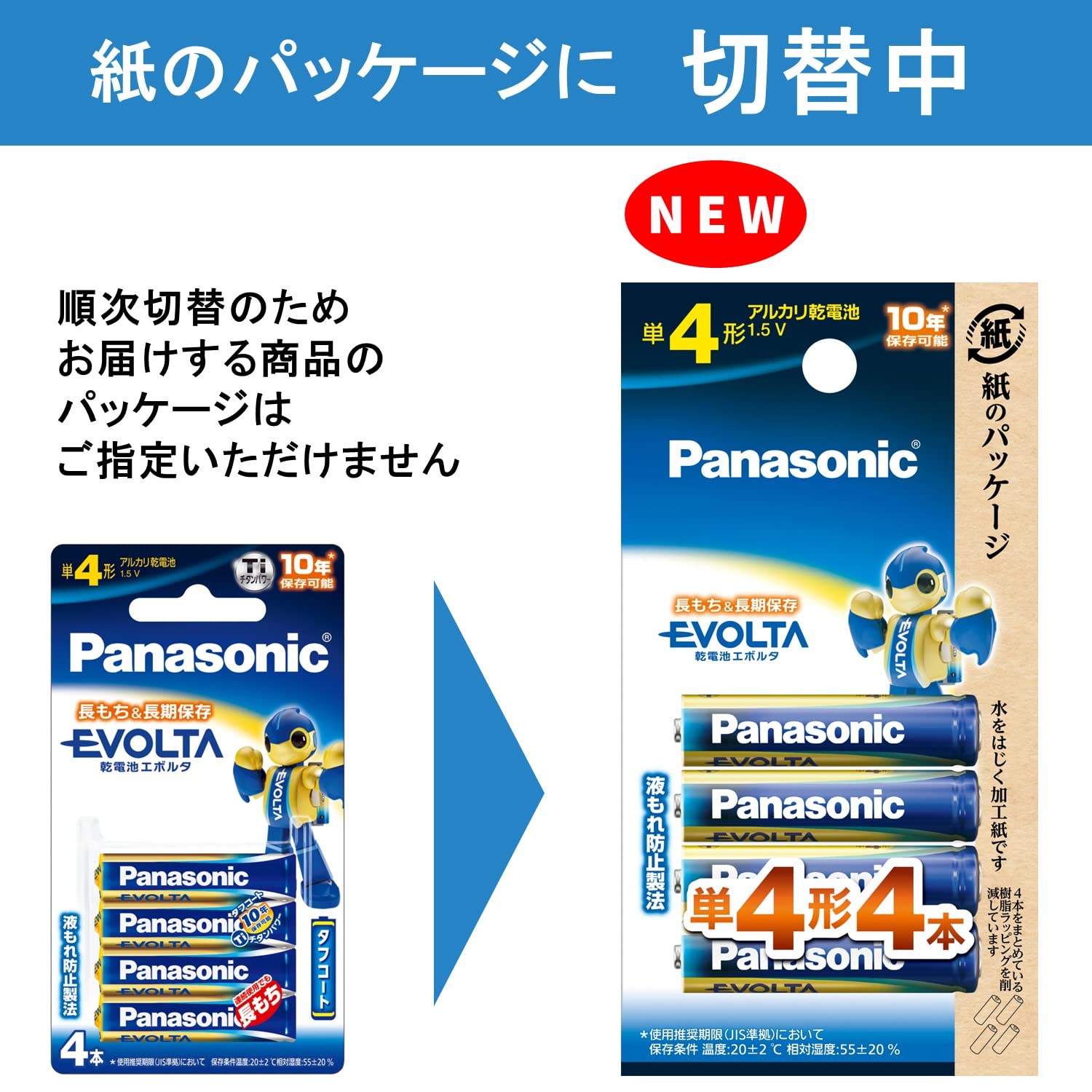 Panasonic Evolta LR03EJ/4B AAA Alkaline Batteries, Pack of 4