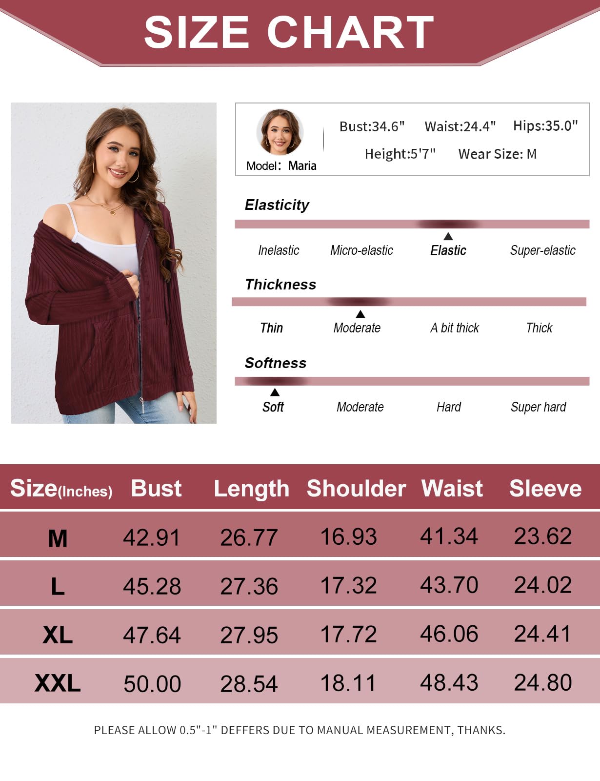 Flikity Zip Hoodie Damen Reißverschluss Sweatjacke mit Kapuze Dünne Jacke