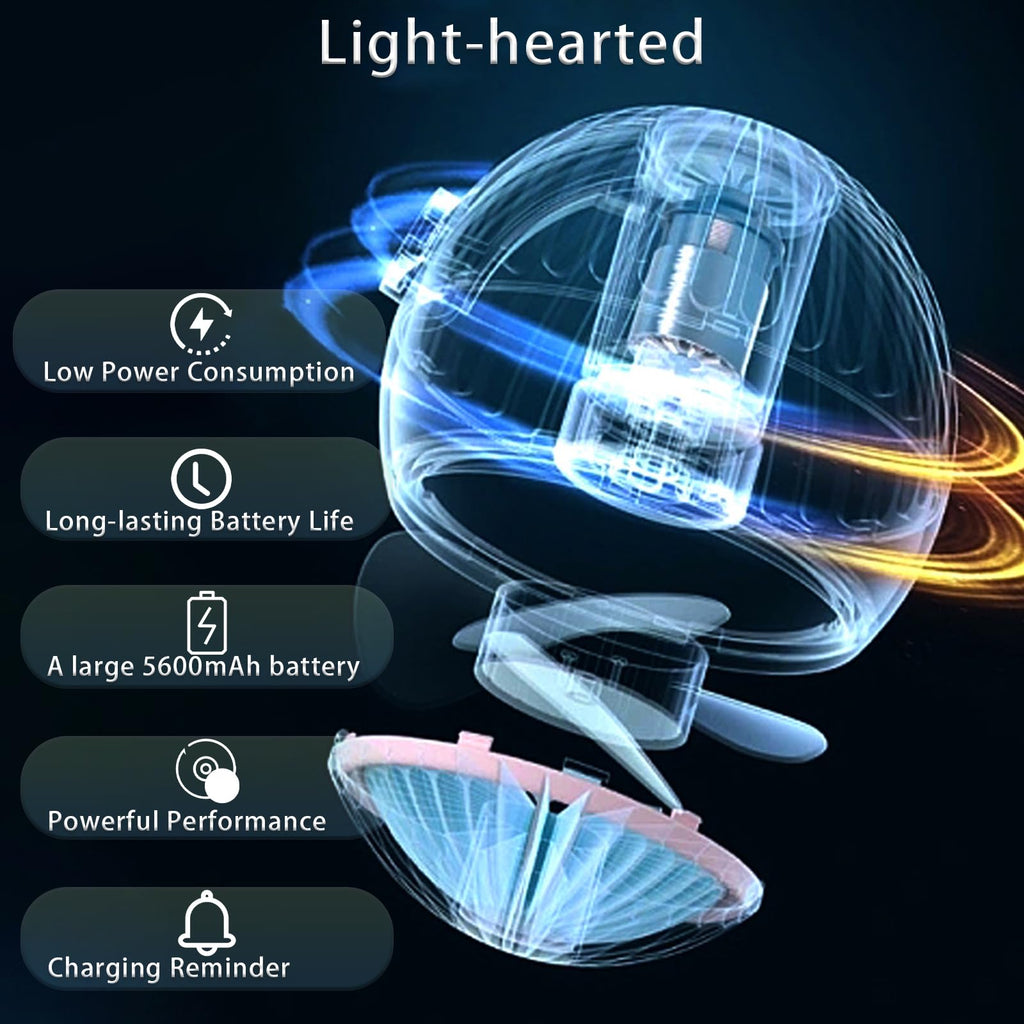 Desk Fan, 5600mAh Adjustable Angle Battery Operated Fan with 3 Wind Speed Safety Child Lock Low Power Reminder, Low Nosie Portable Fan for Bedroom Home Office (White)