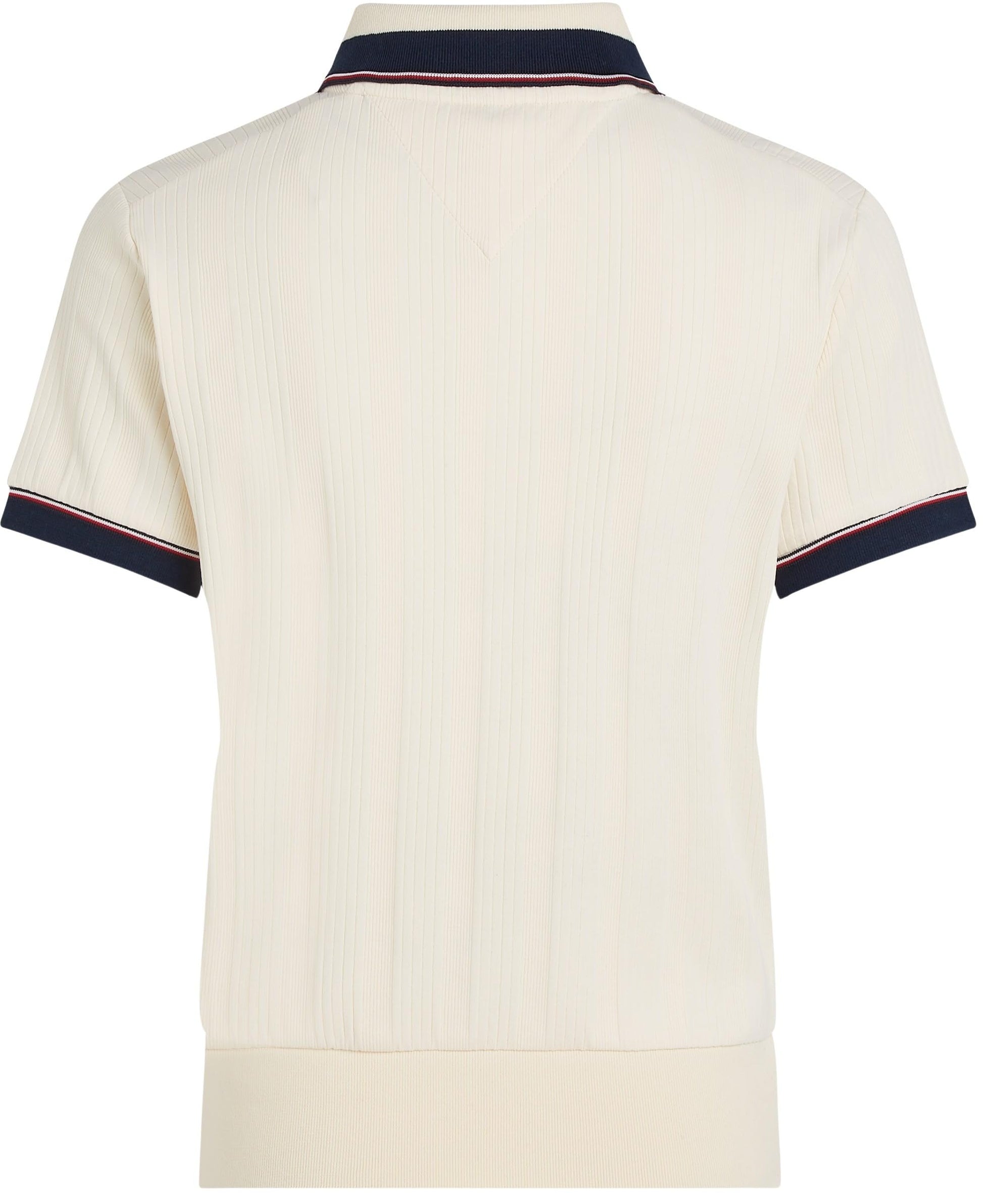 Tommy Hilfiger Polo de Manga Corta para Mujer Regular Fit, Beige (Calico), XL