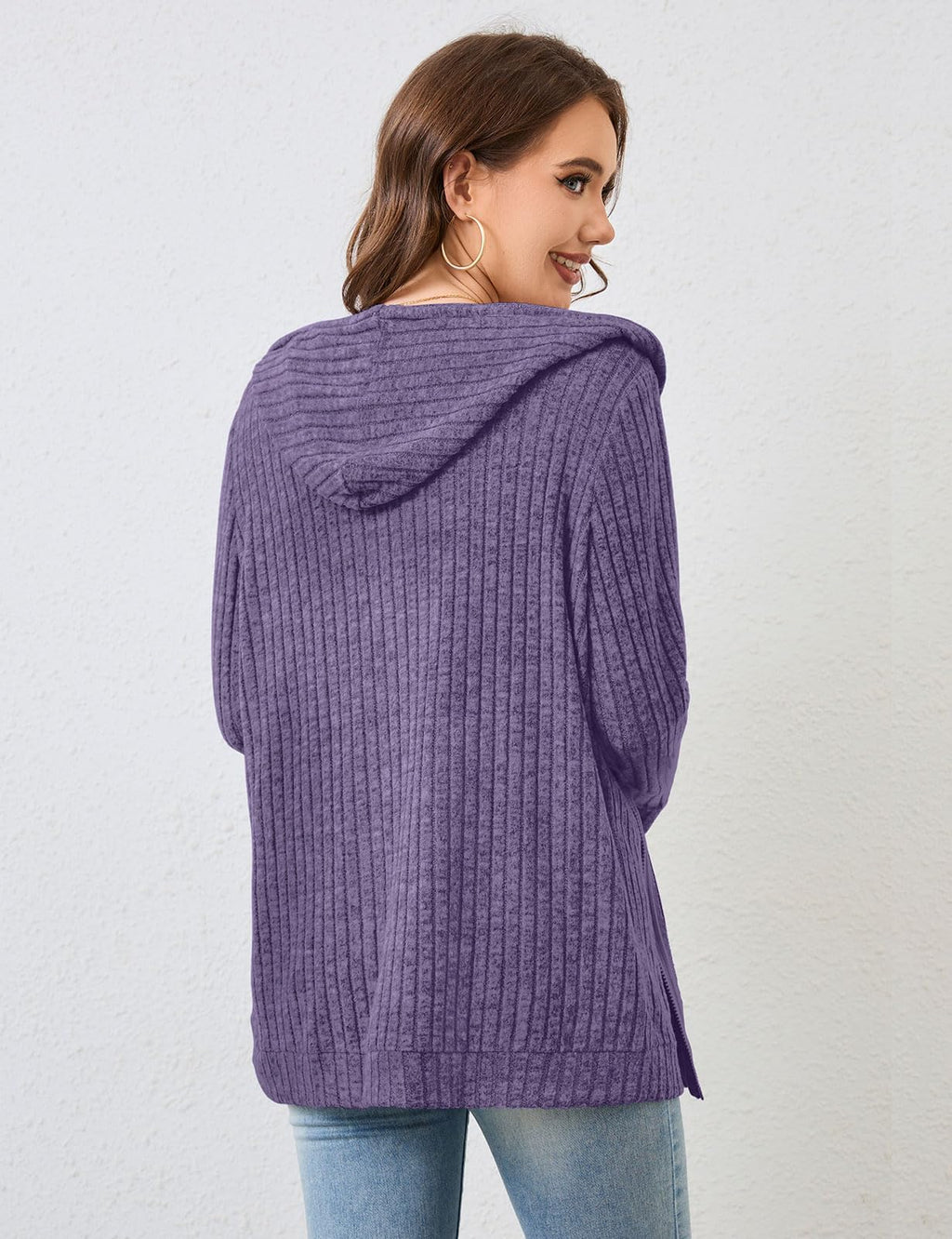 Flikity Zip Hoodie Damen Reißverschluss Sweatjacke mit Kapuze Dünne Jacke