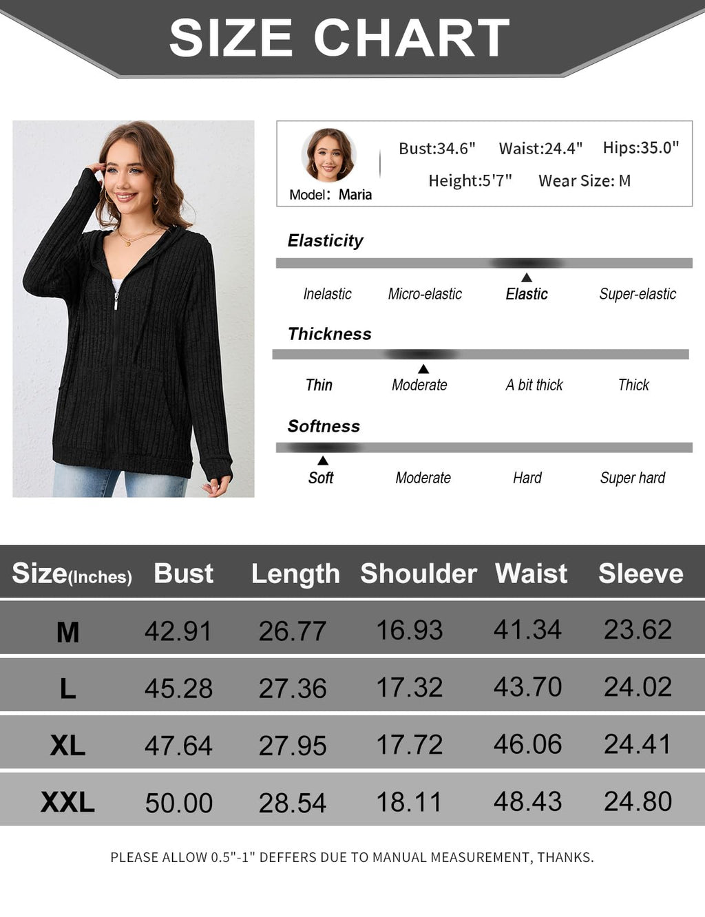 Flikity Zip Hoodie Damen Reißverschluss Sweatjacke mit Kapuze Dünne Jacke