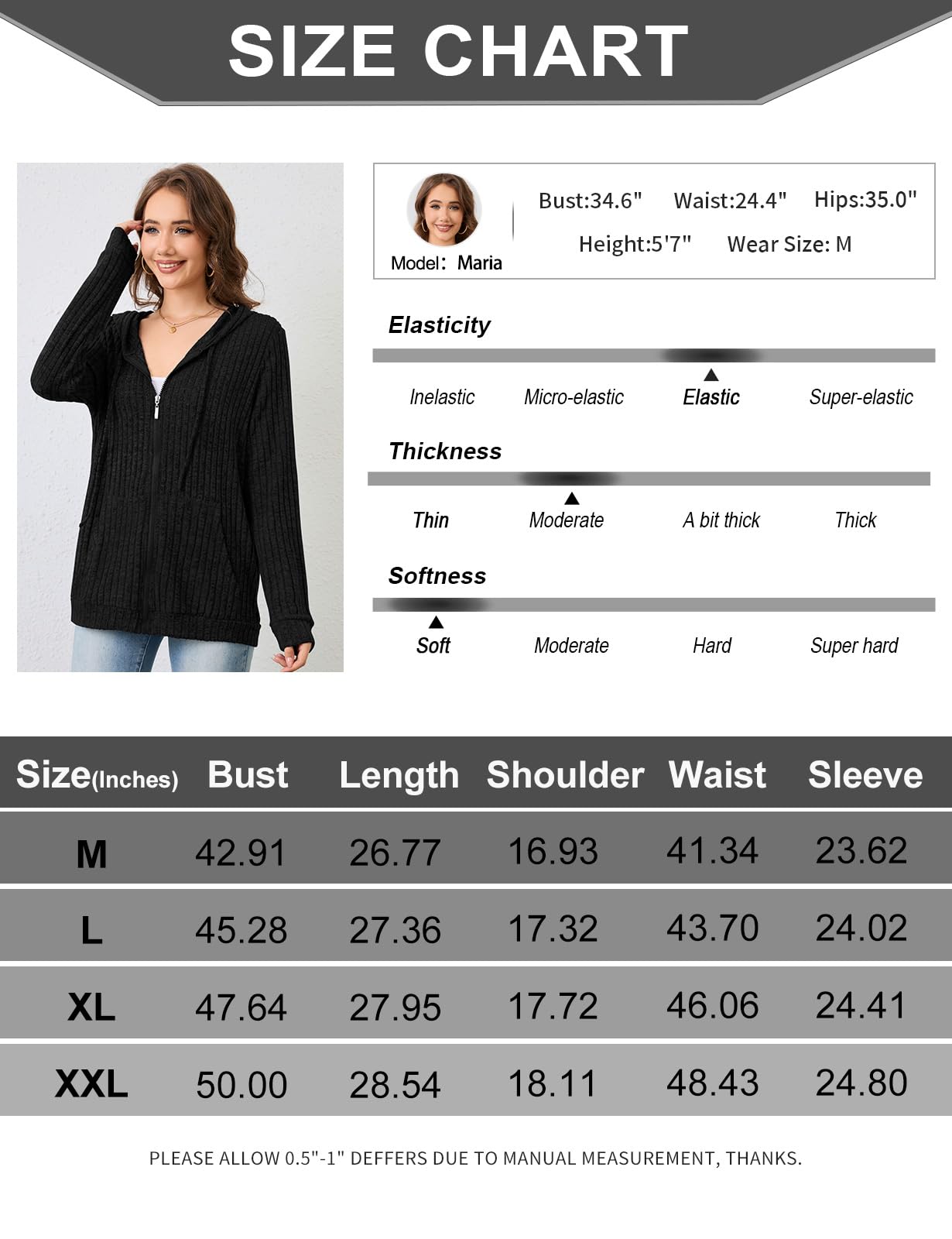 Flikity Zip Hoodie Damen Reißverschluss Sweatjacke mit Kapuze Dünne Jacke
