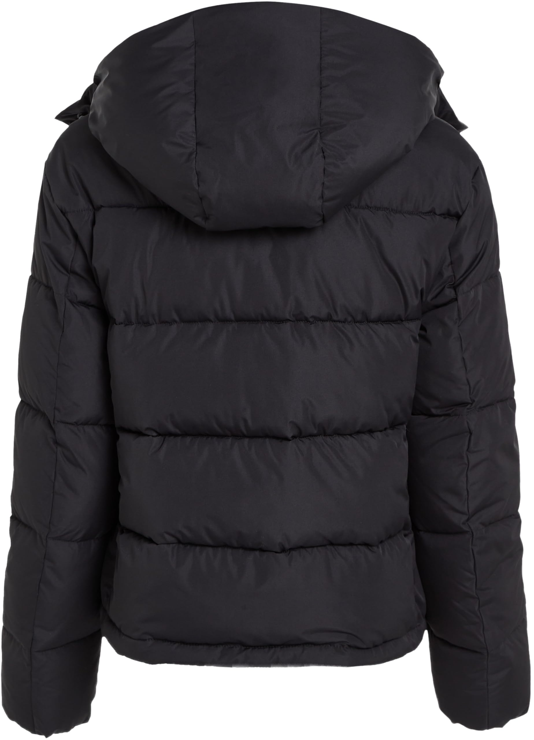 Calvin Klein Cazadora acolchada Mujer Matte Short Puffer con capucha, Negro (Ck Black), 3XL