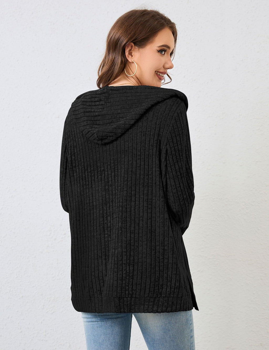 Flikity Zip Hoodie Damen Reißverschluss Sweatjacke mit Kapuze Dünne Jacke