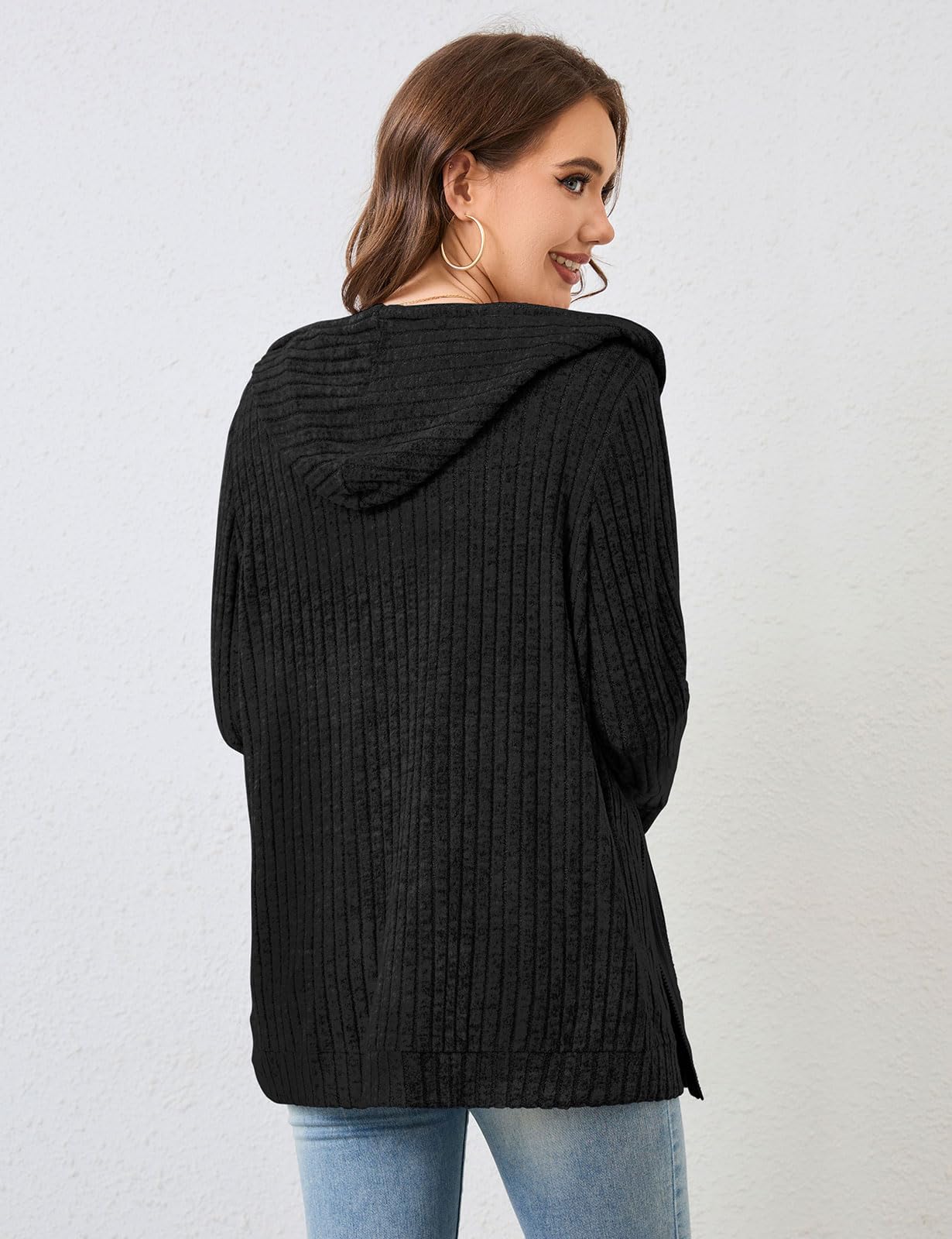 Flikity Zip Hoodie Damen Reißverschluss Sweatjacke mit Kapuze Dünne Jacke