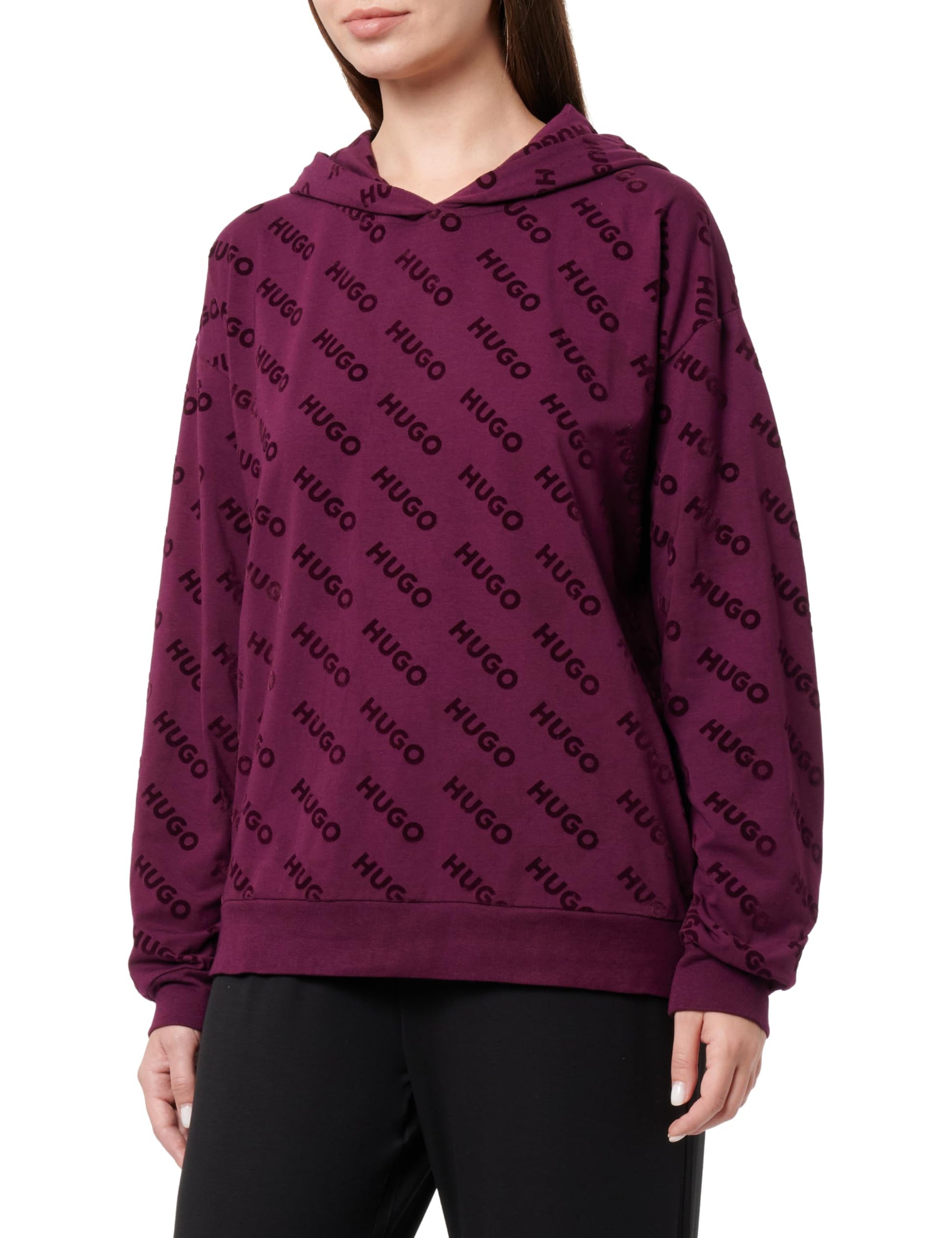 HUGO VLOCKY_Hoodie Loungew_Sudadera, Medium Purple510, L para Mujer