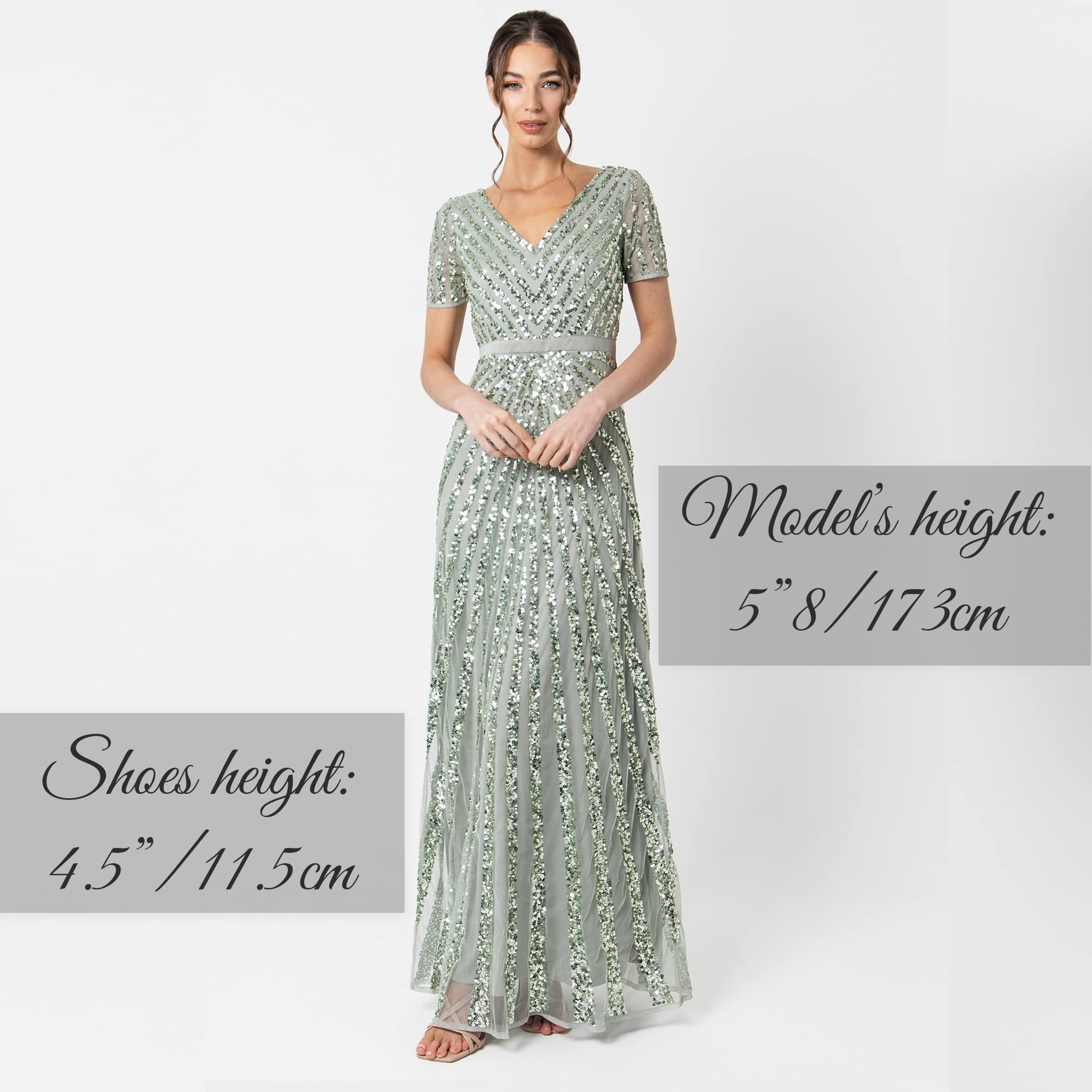 Maya Deluxe Abendkleid Pailletten Maxi Elegant für Hochzeit Vestido de la Dama de Honor De Las Mujeres, Verde, 46