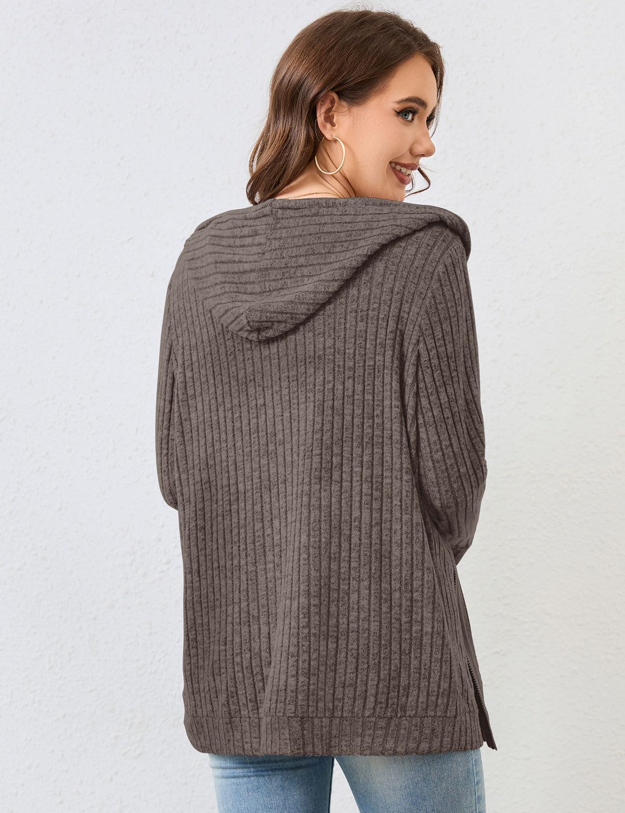 Flikity Zip Hoodie Damen Reißverschluss Sweatjacke mit Kapuze Dünne Jacke