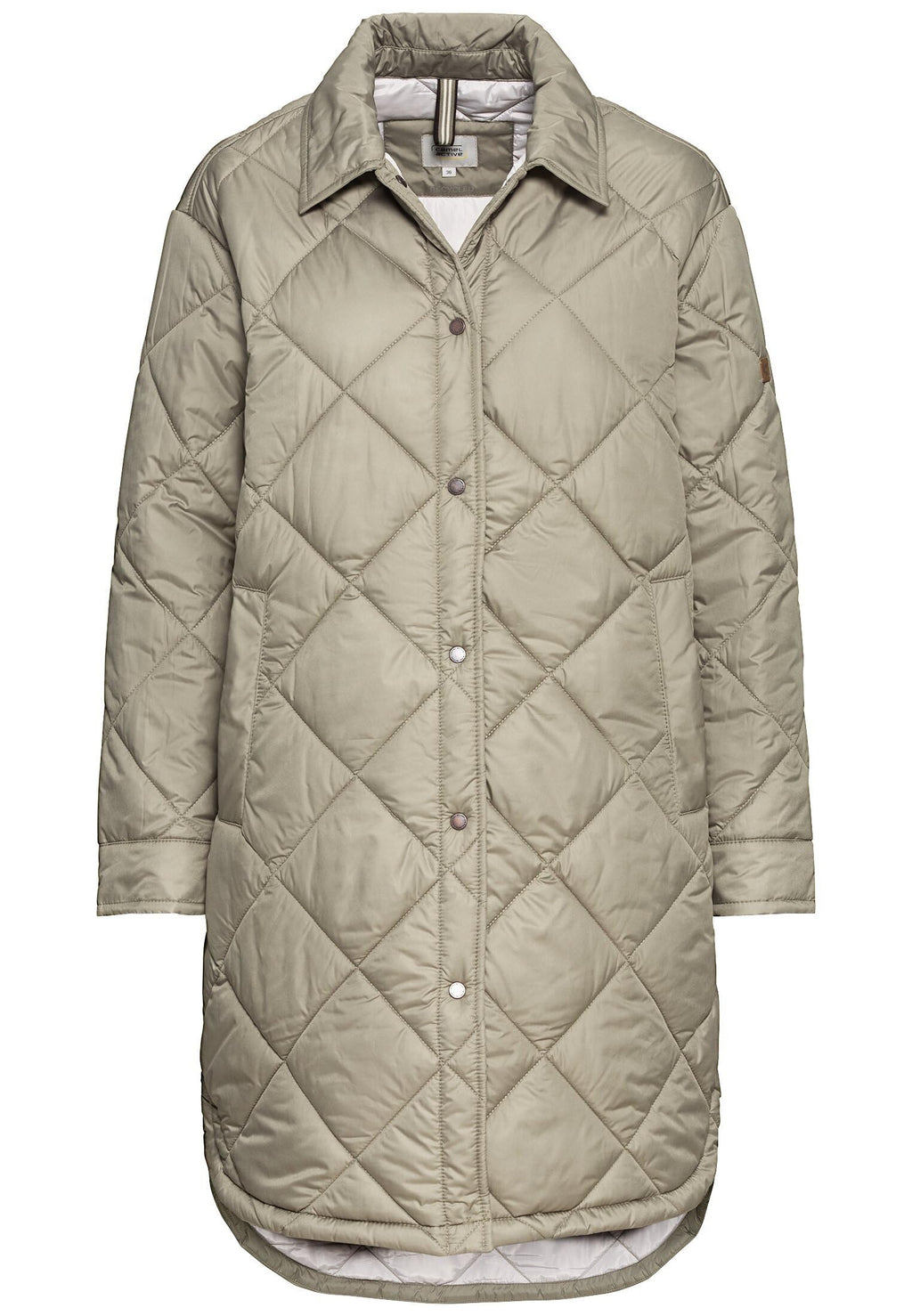 camel active Chaqueta Larga Acolchada en Estilo Overshirt Coat, Verde, 46 para Mujer