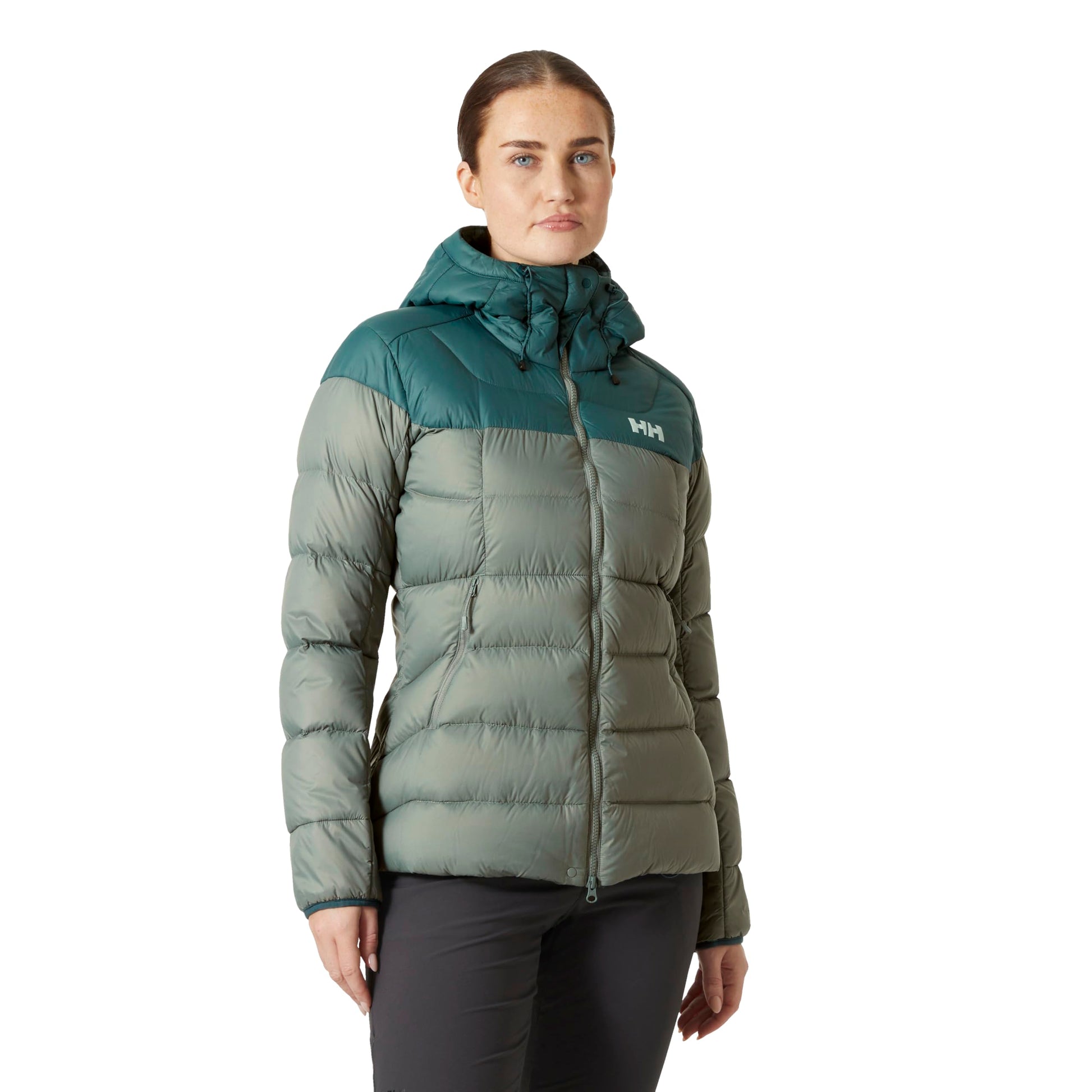 Helly Hansen W Verglas Glacier Down Jacket Abrigo, 485 Grey Cactus/Dark Creek, XS para Mujer