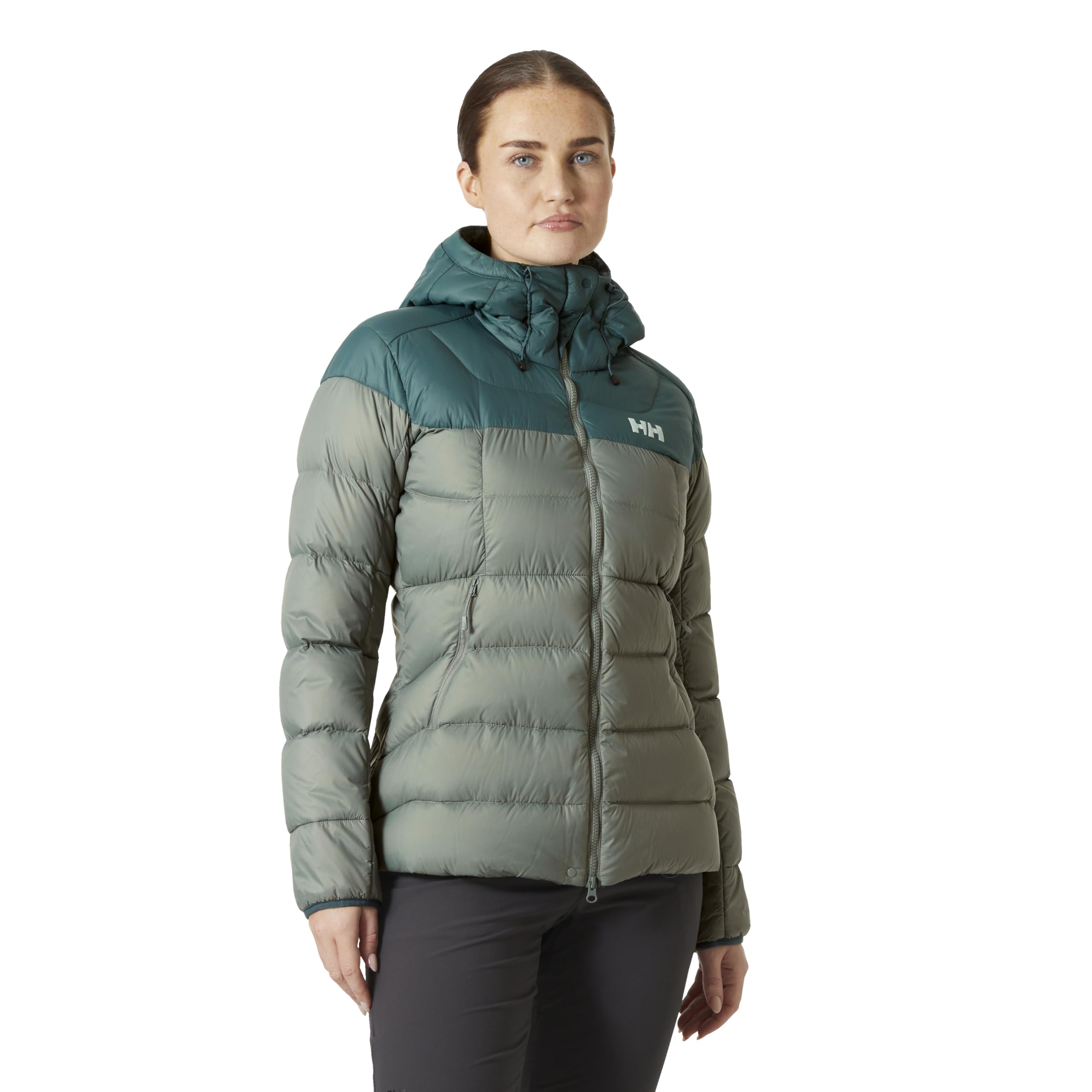 Helly Hansen W Verglas Glacier Down Jacket Abrigo, 485 Grey Cactus/Dark Creek, XS para Mujer