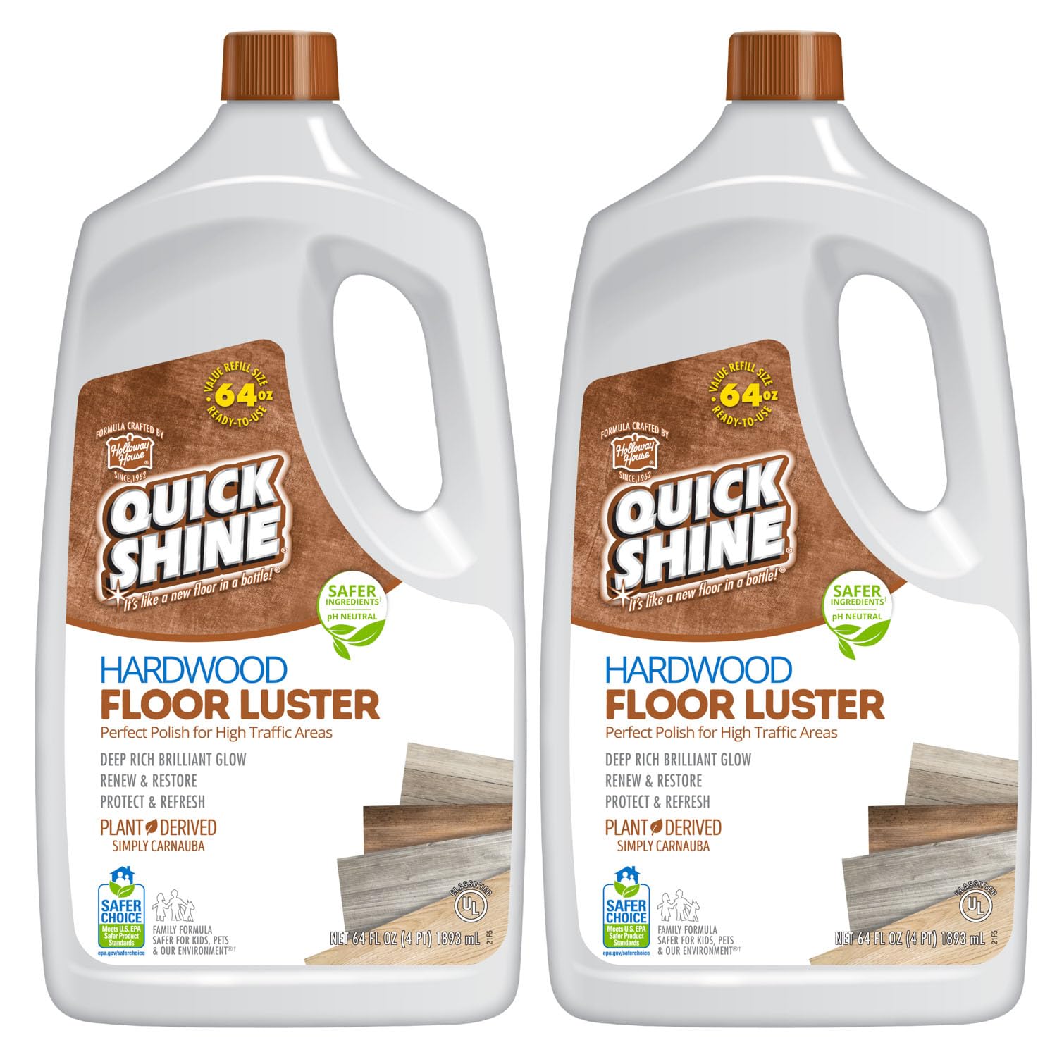 Quick Shine Parke Zemin Parlaklığı 64 oz, 2 Adet | Bitki Bazlı Temizleyici ve Lehçe w Carnauba | Basitçe Fışkırtma ve Yayma | Tamir Etmeyin, Quick Shine It | Daha Güvenli Seçim Temizleyici |