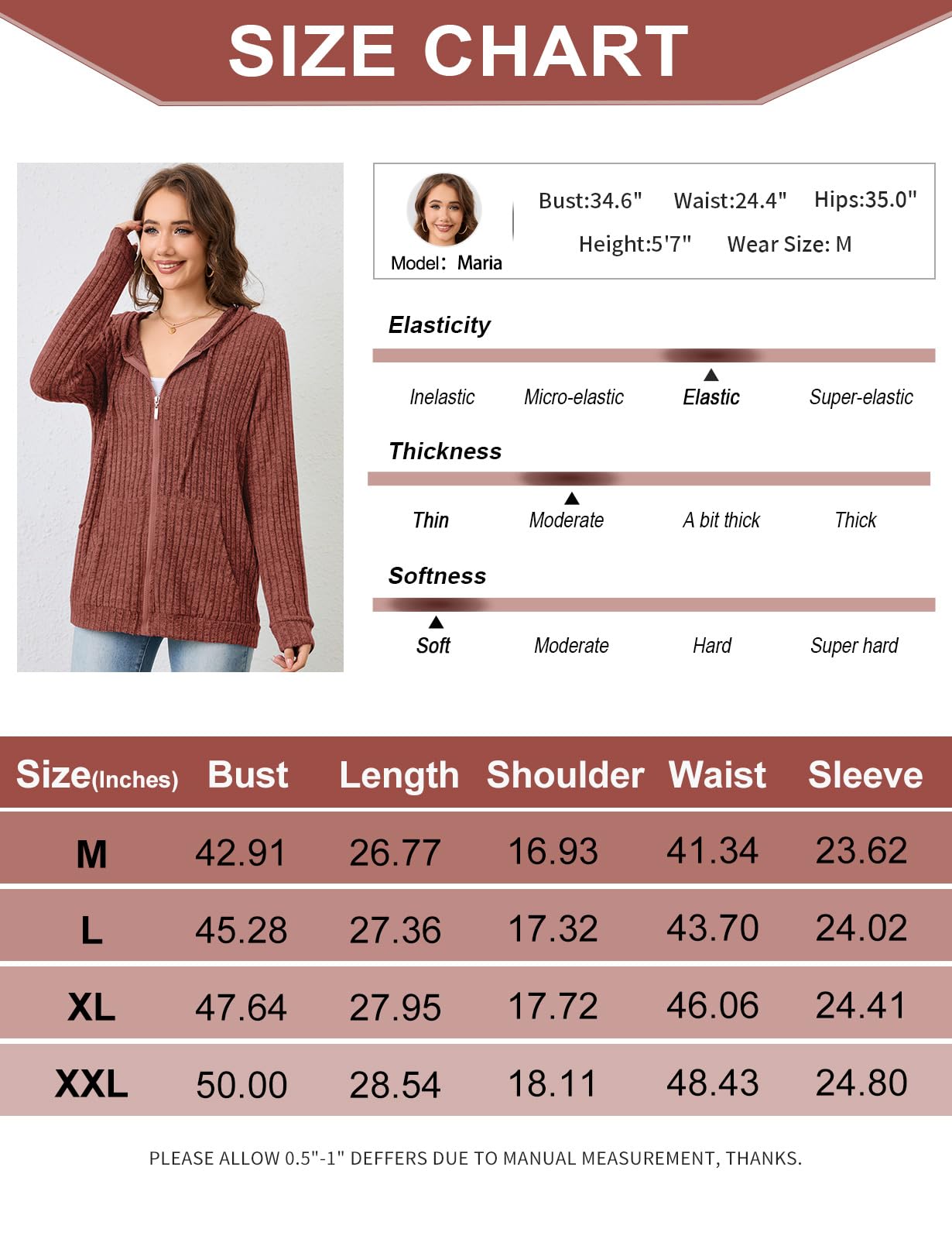 Flikity Zip Hoodie Damen Reißverschluss Sweatjacke mit Kapuze Dünne Jacke