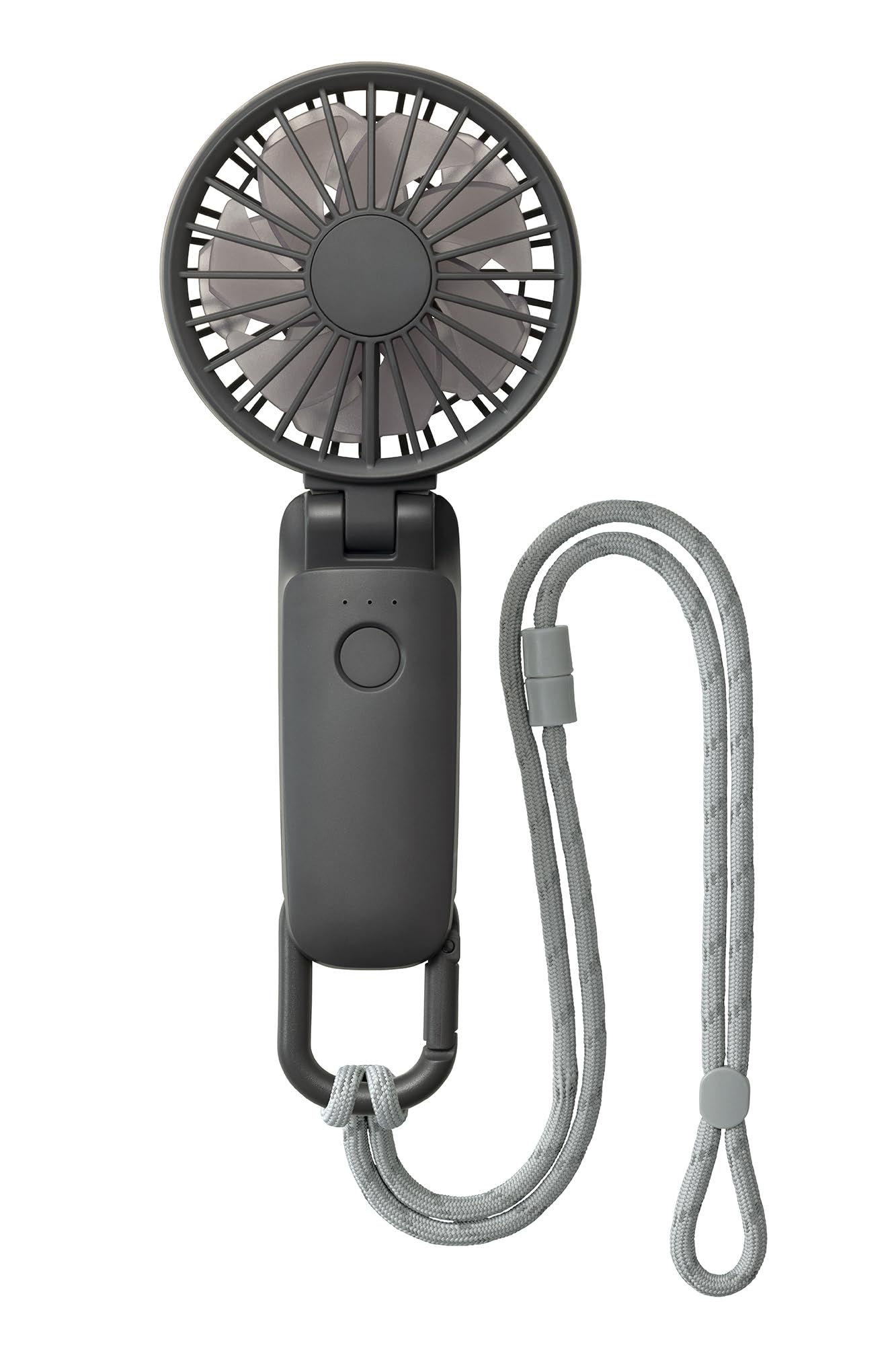 RHYTHM 9ZF040RH82 Handy Fan, 2025 Large Airflow, Quiet, 3 Way (Portable, Neck or Table), 5 Levels of Airflow, Type C Compatible, Carabiner and Strap, Small, Fan