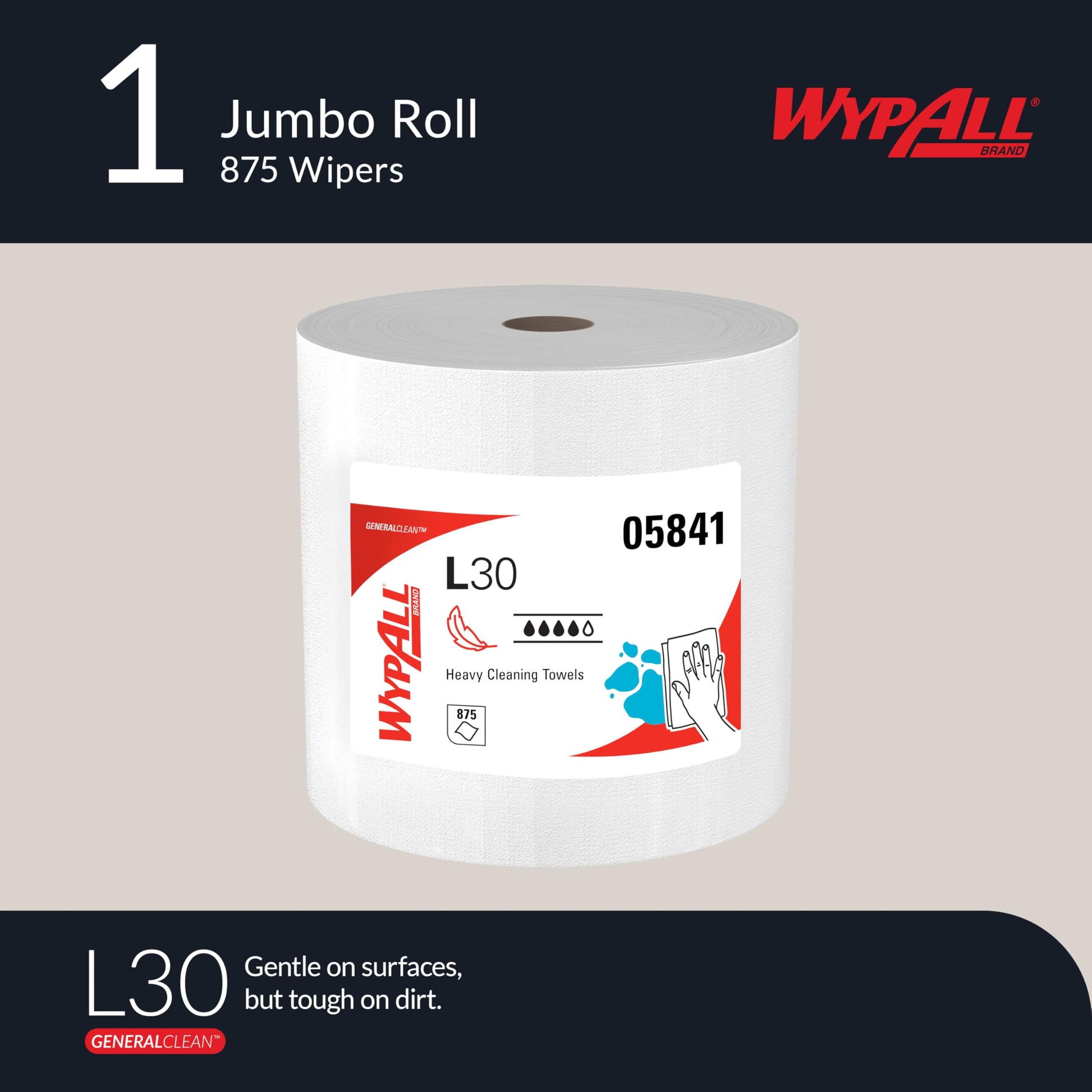 WypAll GeneralClean L30 Heavy Duty Cleaning Towels, 875 Sheets (05841)