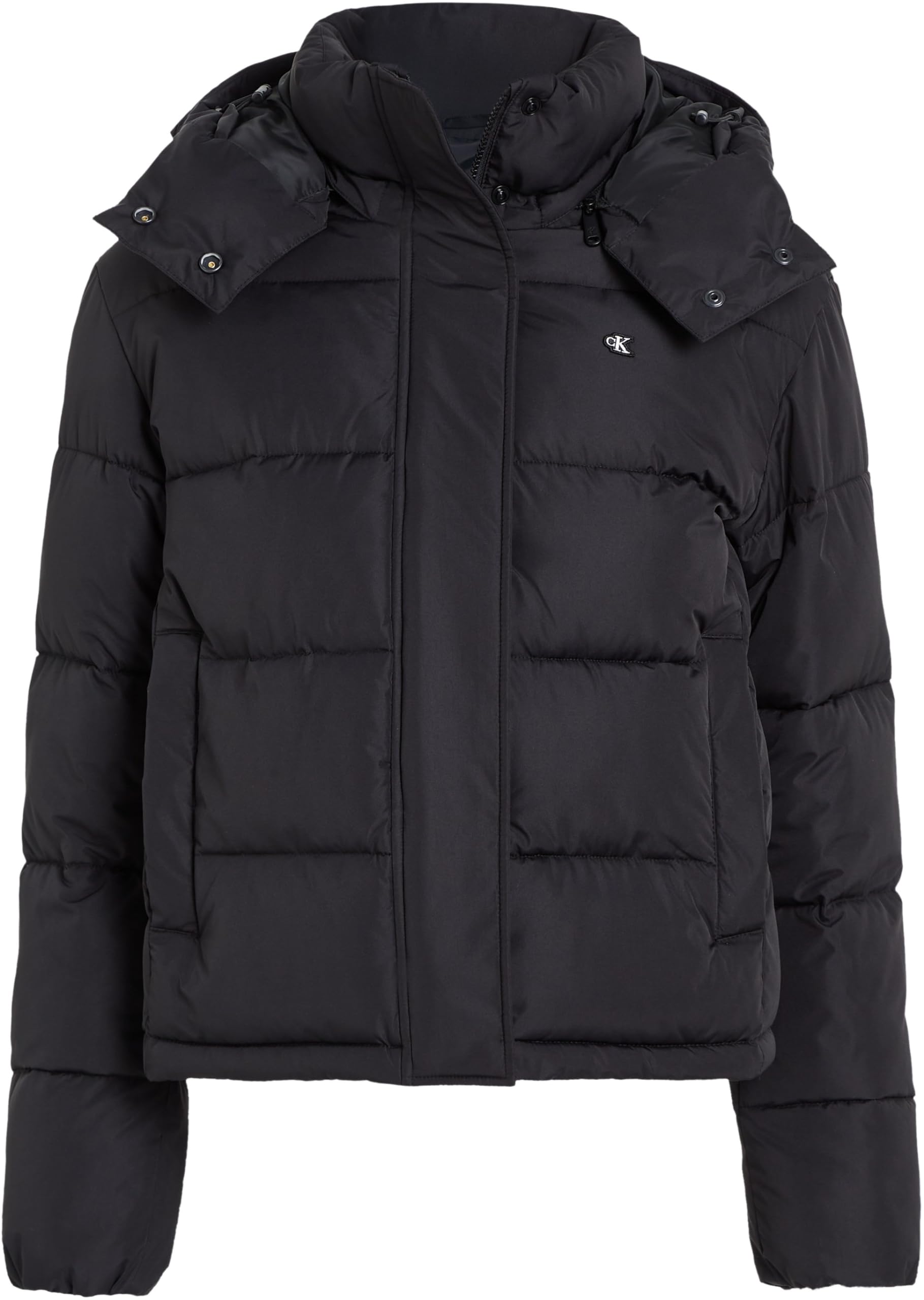 Calvin Klein Cazadora acolchada Mujer Matte Short Puffer con capucha, Negro (Ck Black), 3XL