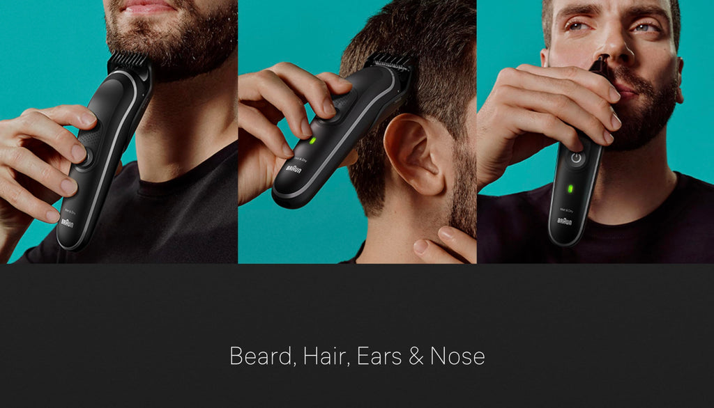 Braun Multi-Groomer Series 5 MGK5420 Men's 9-in-1 Moustache Hair Ear Nose Care Boch Waterproof Design Rechargeable 100 Minutes of Operation on One Charge