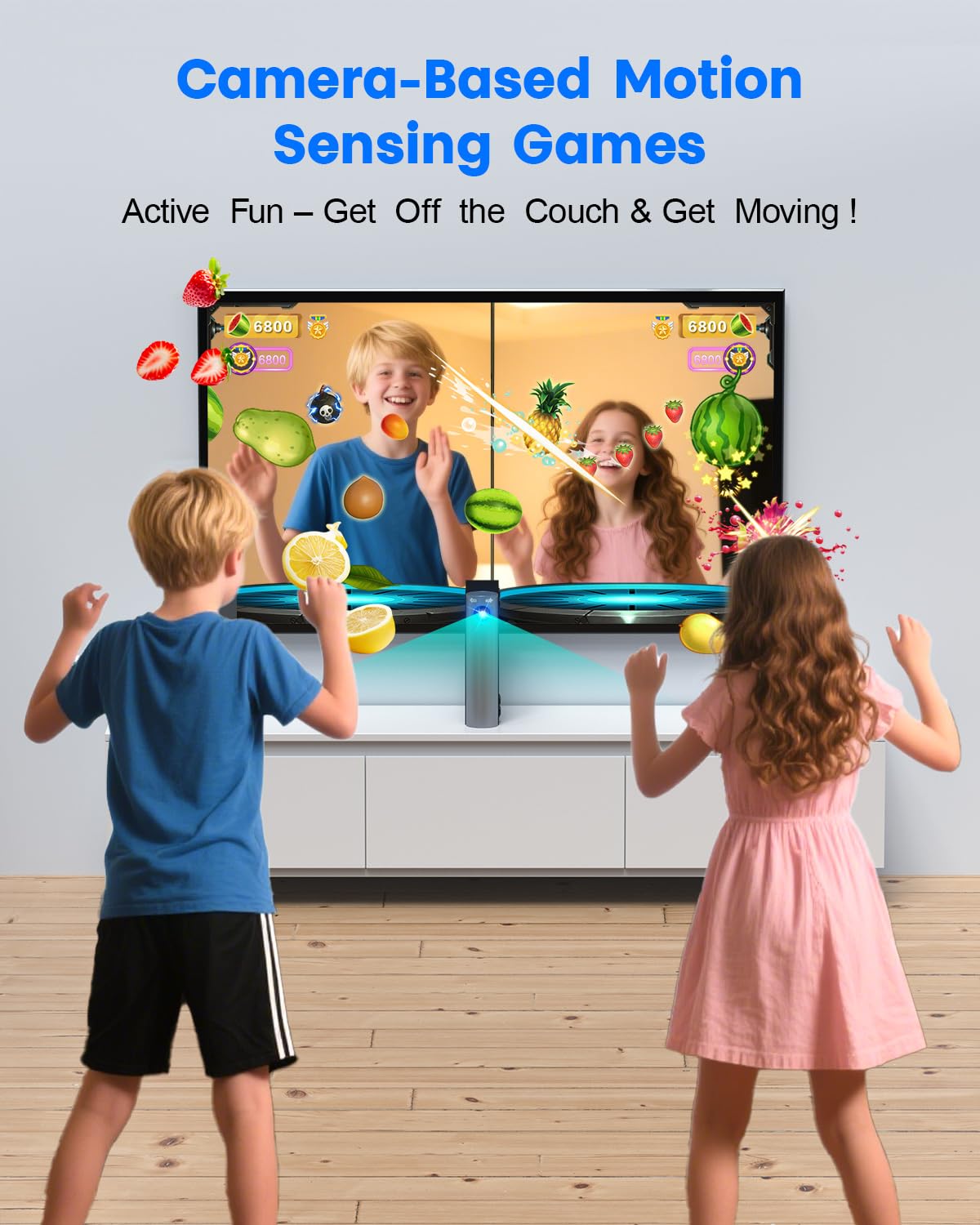 MetFut AR Motion Consola de juegos - Sistema de videojuegos Plug & Play para niños y familias. Ideal para juegos físicos en interiores, diversión interactiva familiar, fiestas de juegos, juegos