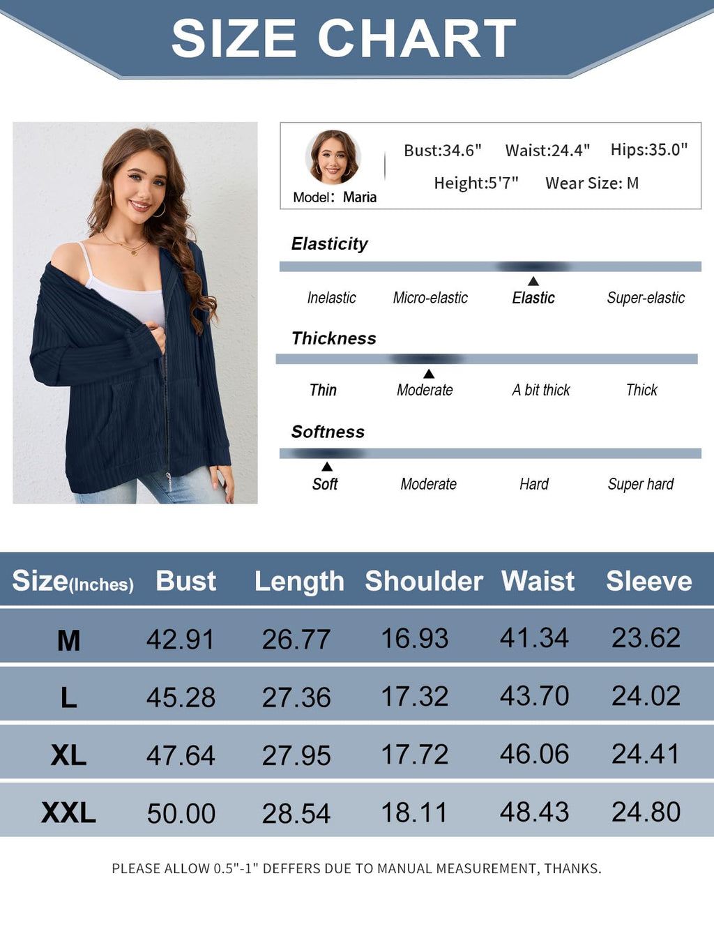 Flikity Zip Hoodie Damen Reißverschluss Sweatjacke mit Kapuze Dünne Jacke