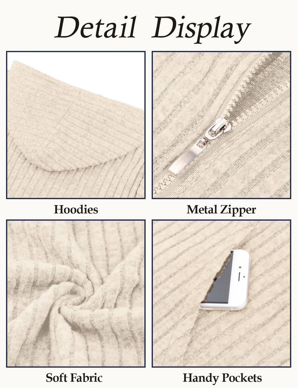 Flikity Zip Hoodie Damen Reißverschluss Sweatjacke mit Kapuze Dünne Jacke