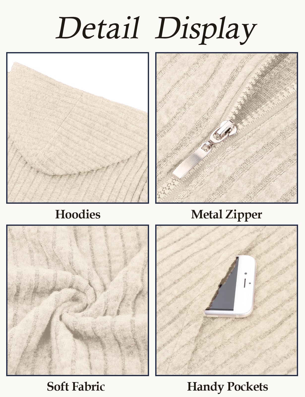 Flikity Zip Hoodie Damen Reißverschluss Sweatjacke mit Kapuze Dünne Jacke