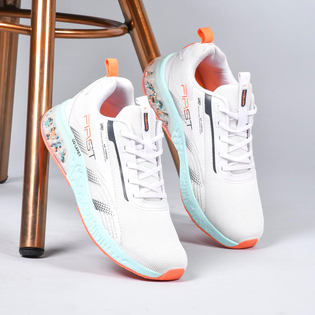 Campus Men's First WHT/SIL/B.ORG Running Shoes -9 UK/India