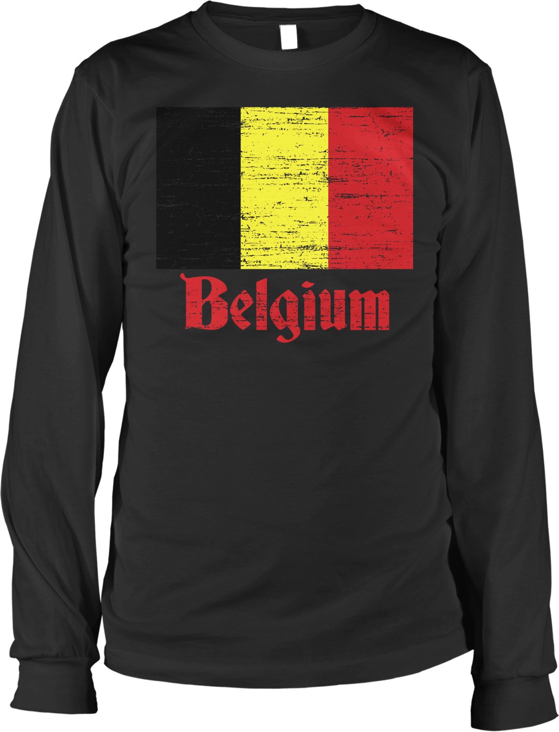 NOFO Clothing Co Flag of Belgium, Belgique Belgian Flag Men's Long Sleeve Shirt