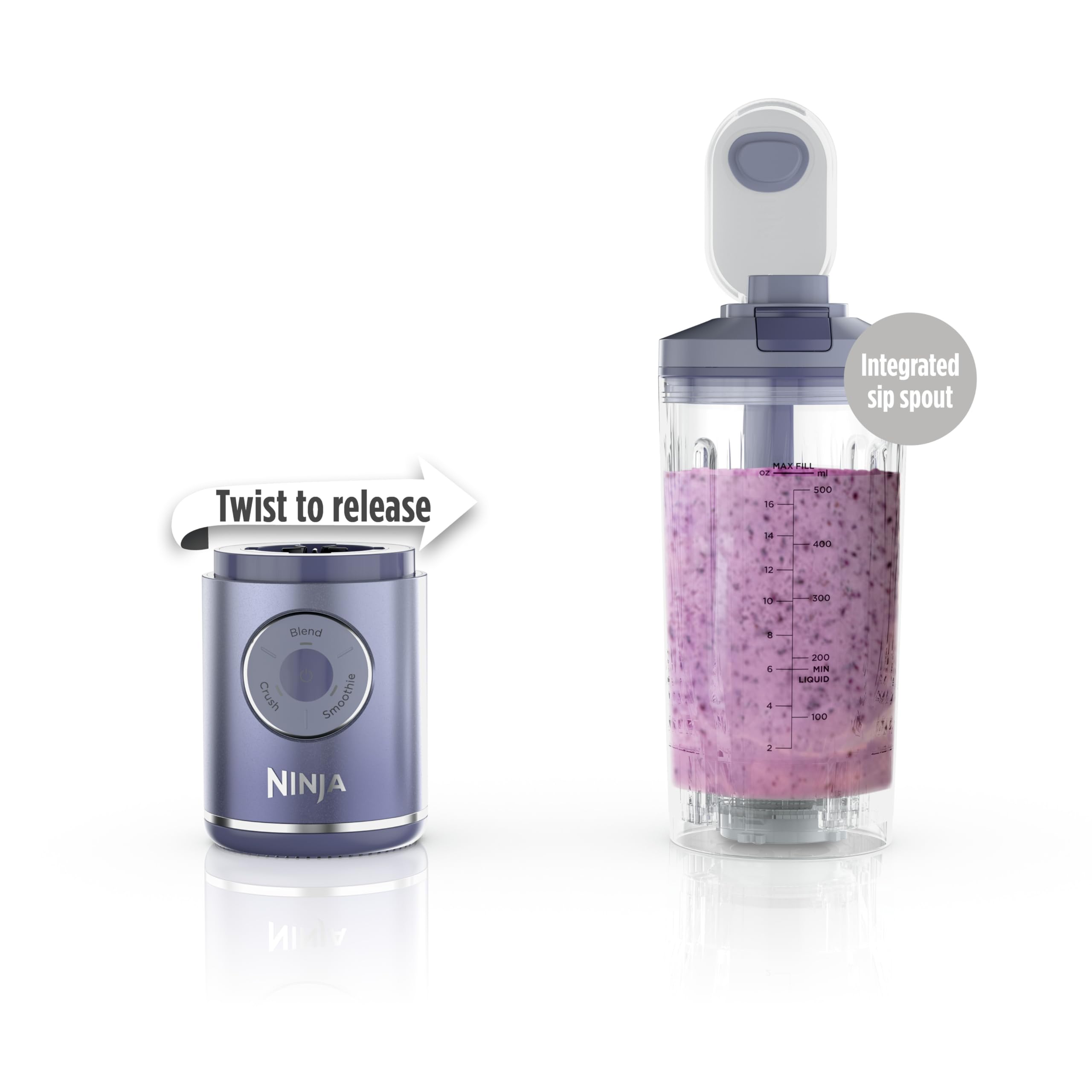 Ninja Blender, Blast Max, licuadora personal inalámbrica para batidos, bebidas congeladas, hielo aplastado, recipiente extraíble de 22 onzas, tapa a prueba de fugas, sin BPA, apta para lavavajillas,
