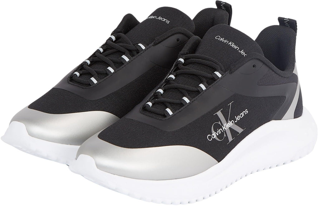 Calvin Klein Runner Sneaker Mujer Eva Runner Low Lace Mix sin Cordones, Negro (Black/Silver), 37