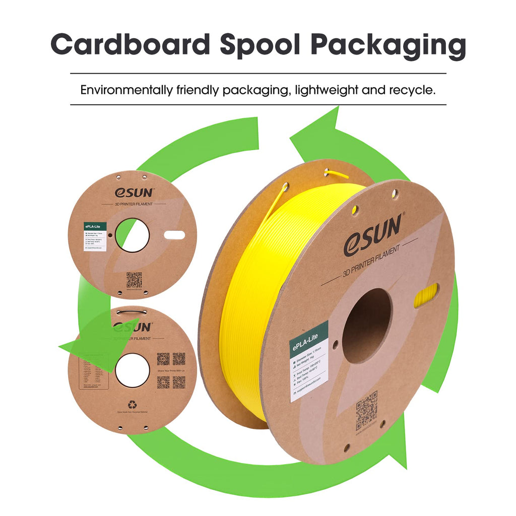 eSUN PLA Lite Filament 1.75mm, Modified 3D Printer Filament PLA, Dimensional Accuracy +/- 0.05mm, 1KG Spool (2.2 LBS) 3D Printing Filament for 3D Printers, Yellow