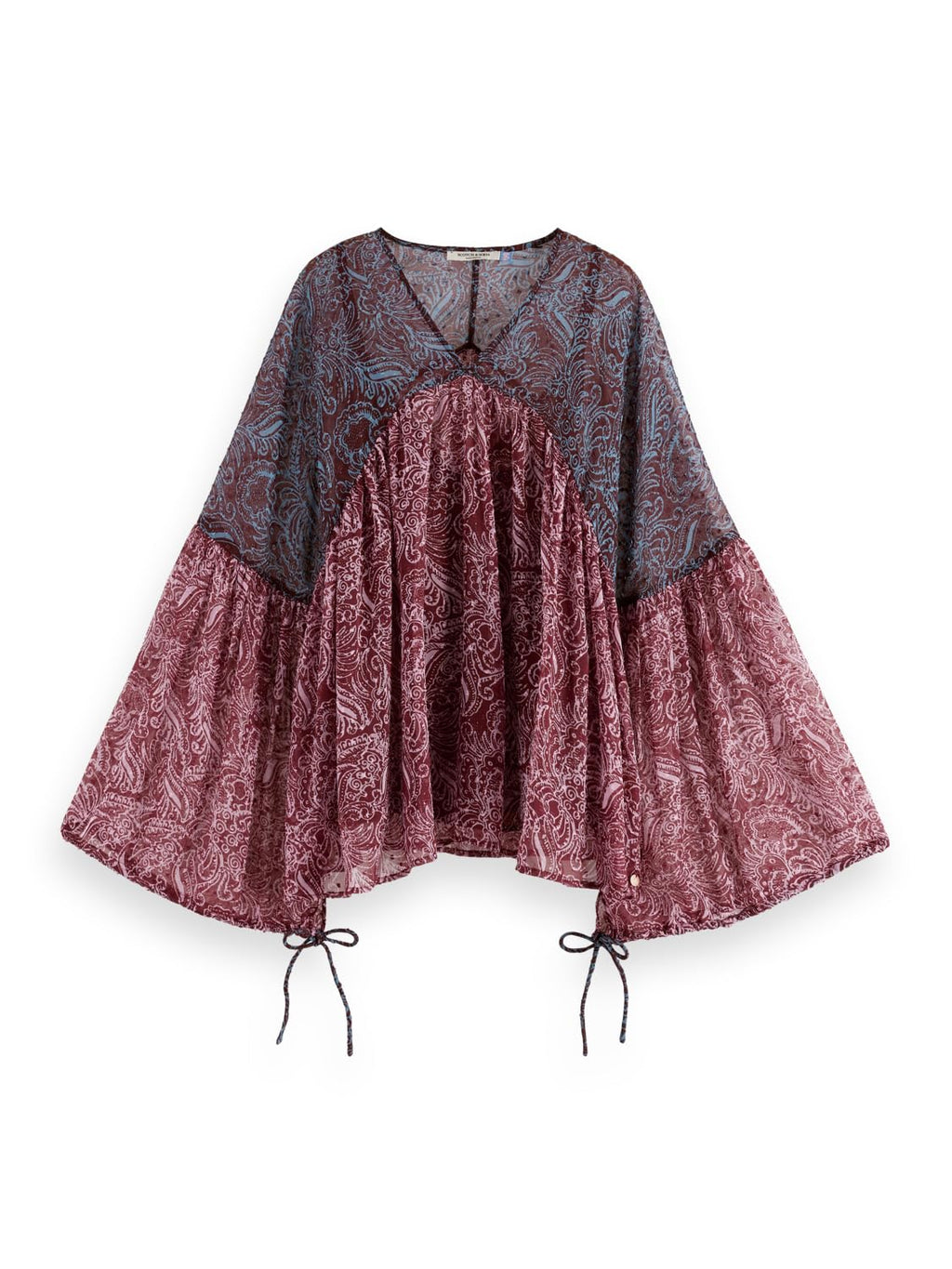 Scotch & Soda Printed Fil Coupe Top Camiseta, Blue Mountain Paisley Mix, 44 Mujeres