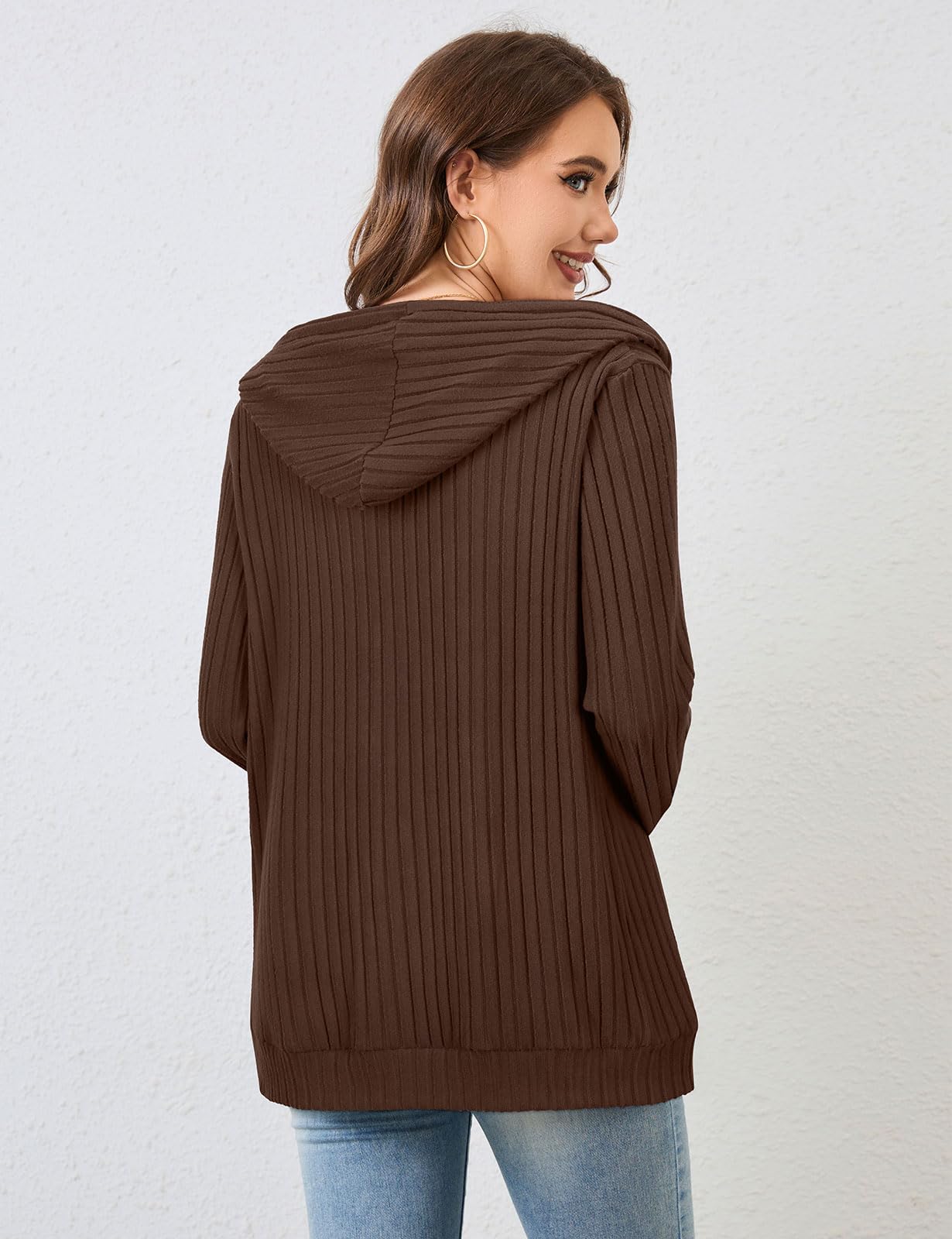 Flikity Zip Hoodie Damen Reißverschluss Sweatjacke mit Kapuze Dünne Jacke