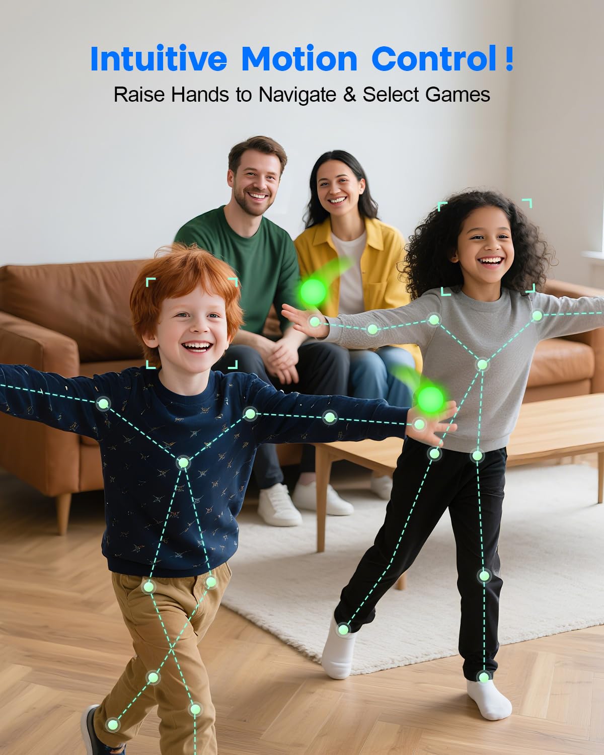 MetFut AR Motion Consola de juegos - Sistema de videojuegos Plug & Play para niños y familias. Ideal para juegos físicos en interiores, diversión interactiva familiar, fiestas de juegos, juegos
