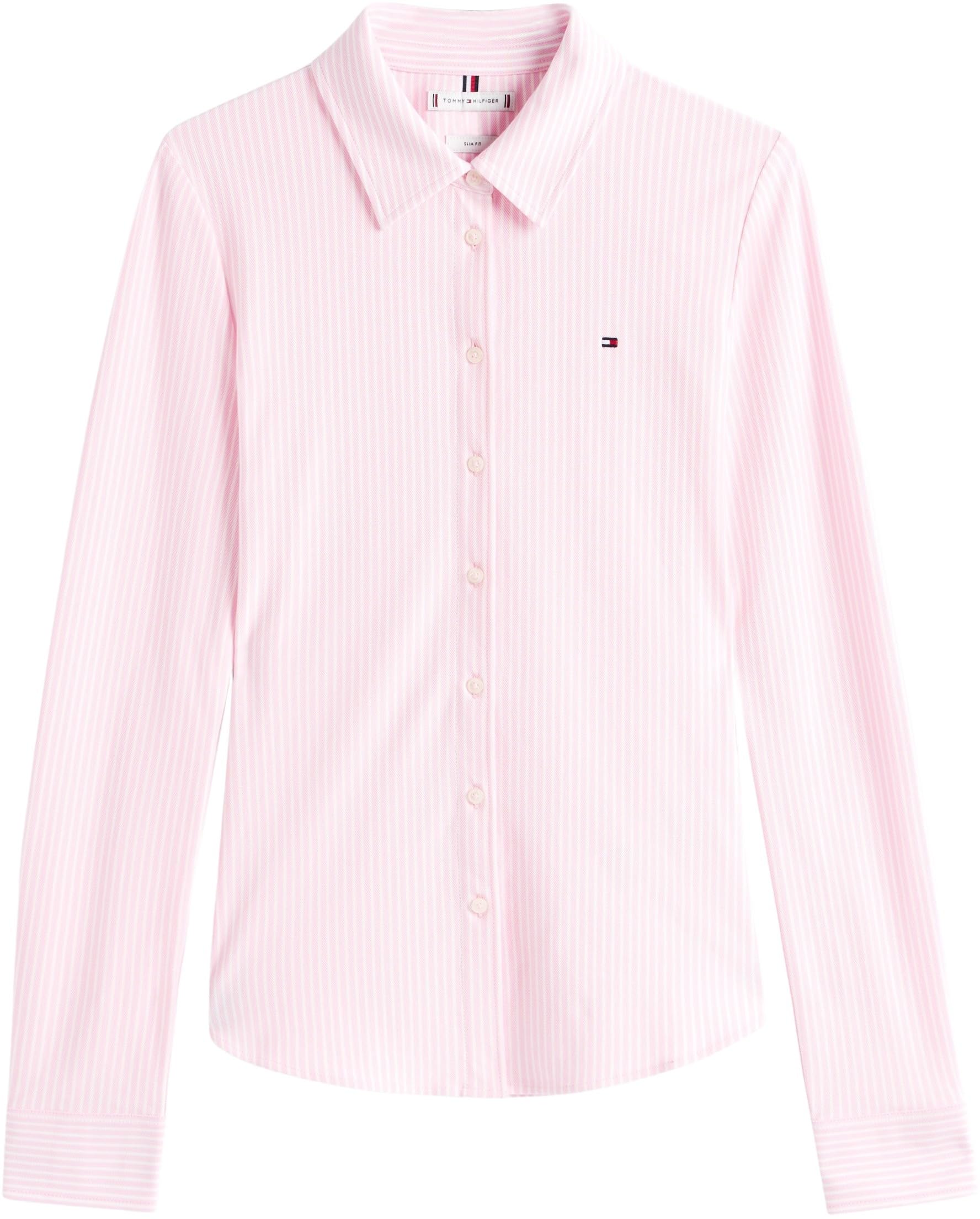 Tommy Hilfiger Camisa Mujer 1985 Slim con cuello francés, Multicolor (Ithaca Stp/ Classic Pink), S