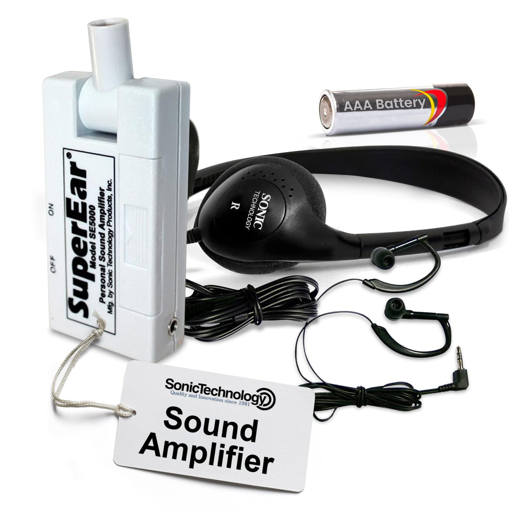 SuperEar - Amplificador de sonido personal, modelo SE5000 (actualización reestructurada de SE4000 discontinuo), aumenta el sonido ambiente, ganancia 50 db