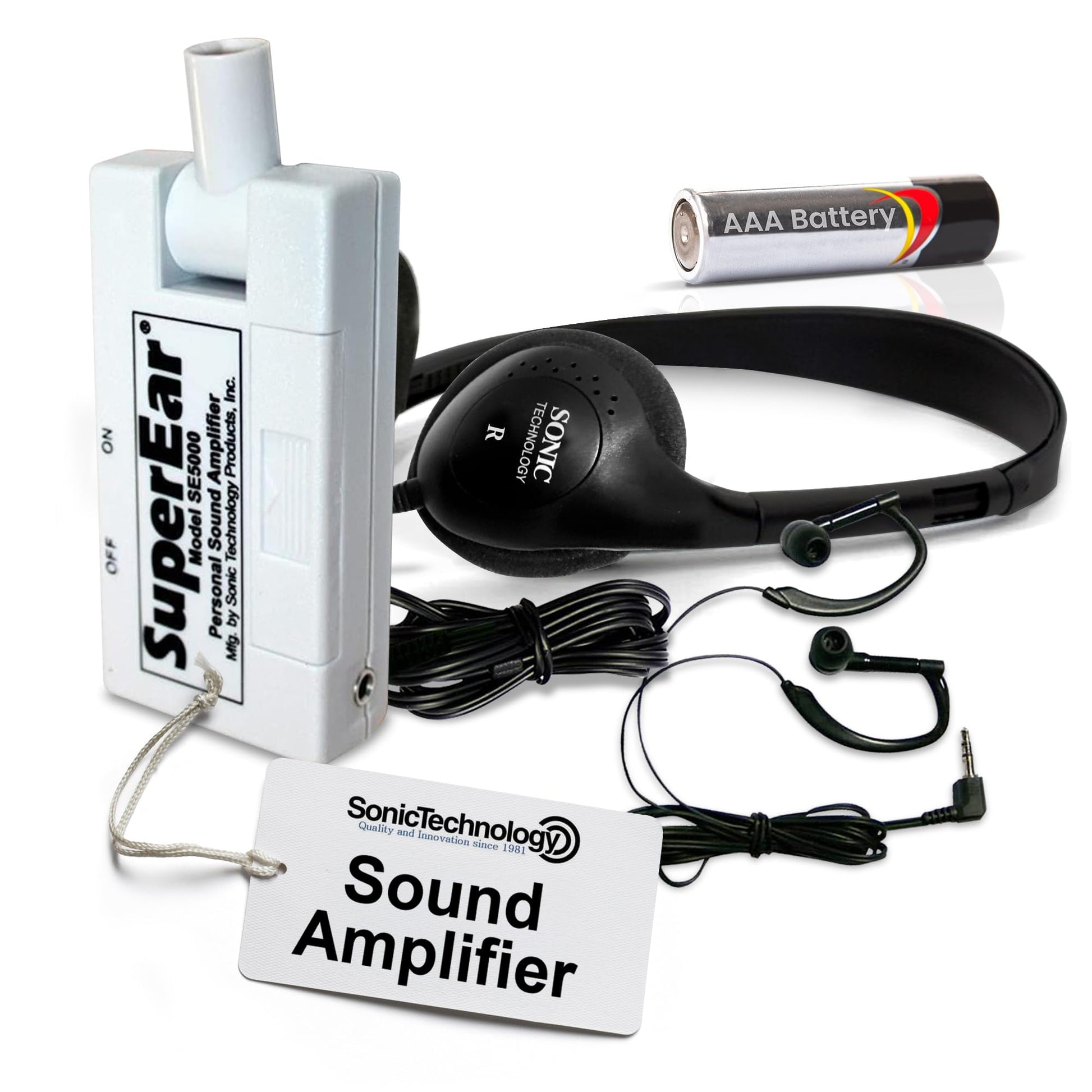 SuperEar - Amplificador de sonido personal, modelo SE5000 (actualización reestructurada de SE4000 discontinuo), aumenta el sonido ambiente, ganancia 50 db