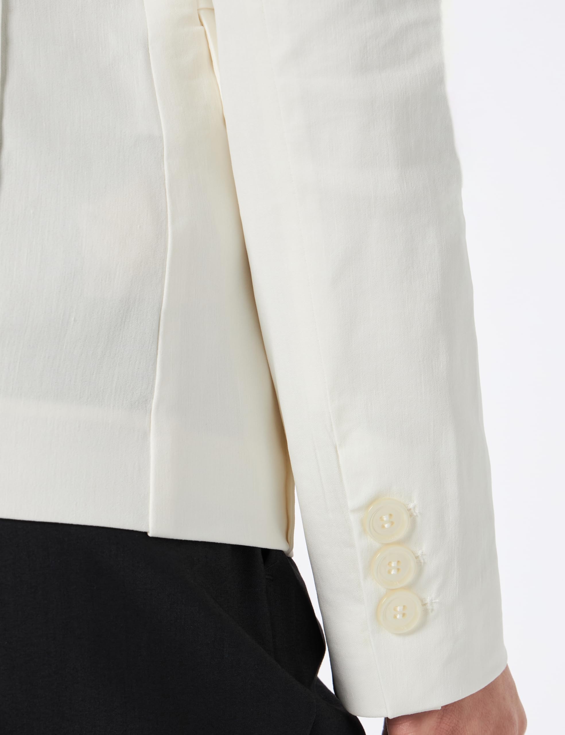 Pinko Ghera-Chaqueta de Lino elástico con botón Efecto nácar Blazer, Z07_Blanco Seda, 44 para Mujer