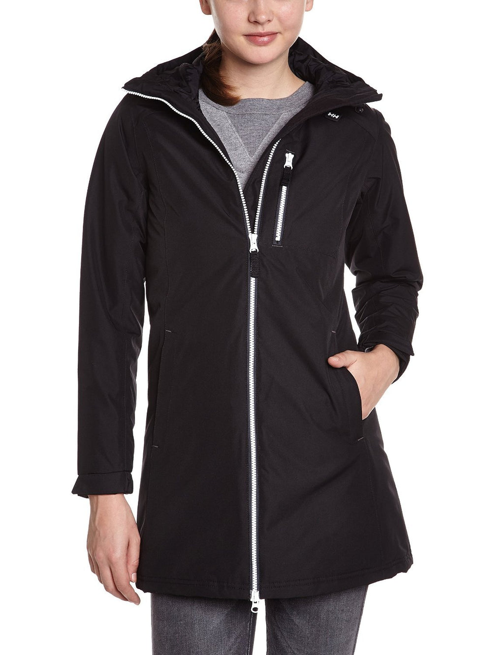 Helly Hansen Women Long Belfast Jacket - Waterproof, Windproof and Breathable Fabric, Full-Zip Raincoat with Mesh Liner