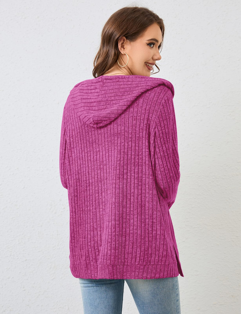 Flikity Zip Hoodie Damen Reißverschluss Sweatjacke mit Kapuze Dünne Jacke