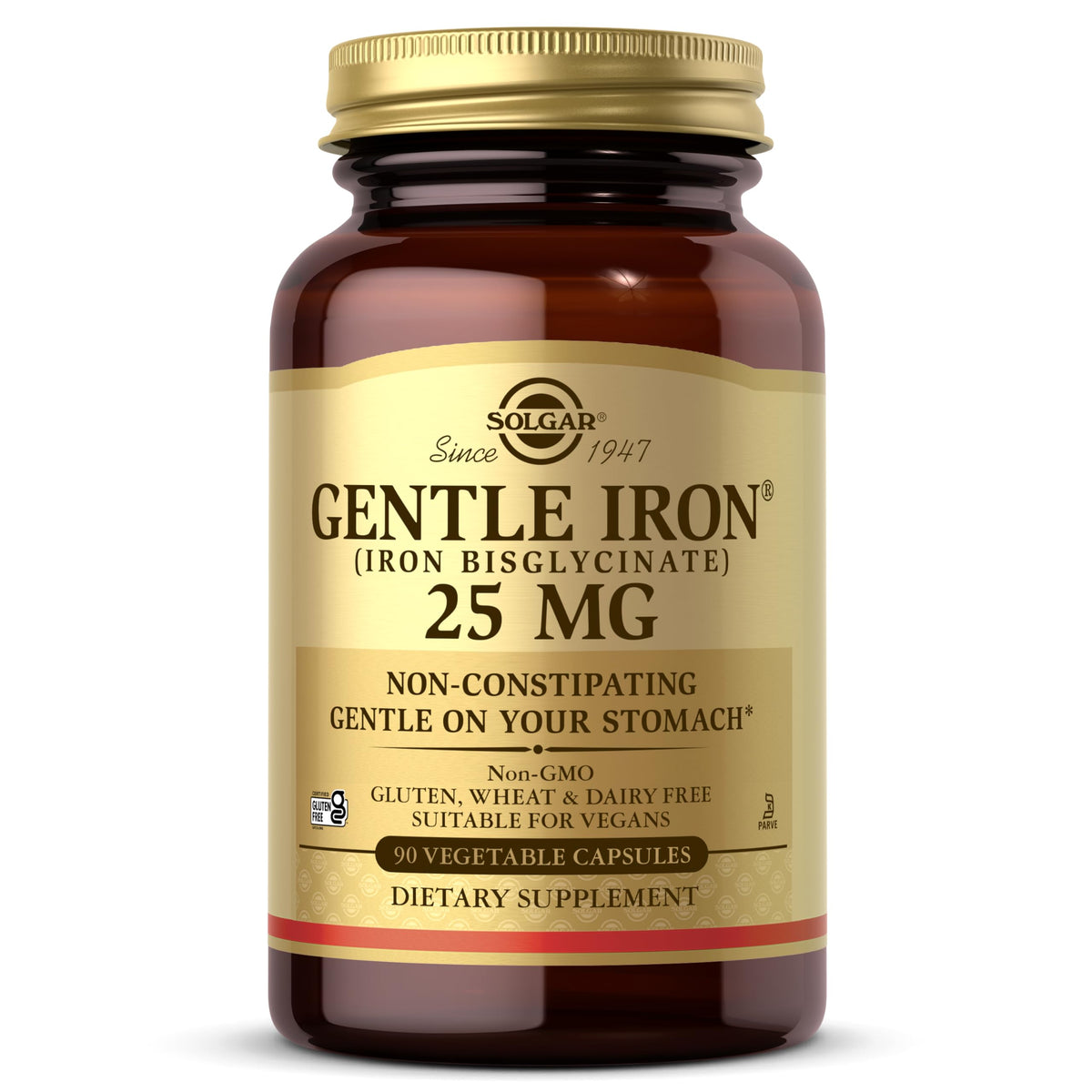 Solgar Gentle Iron 25mg, 90 Vegetable Capsules - Gentle on Stomach