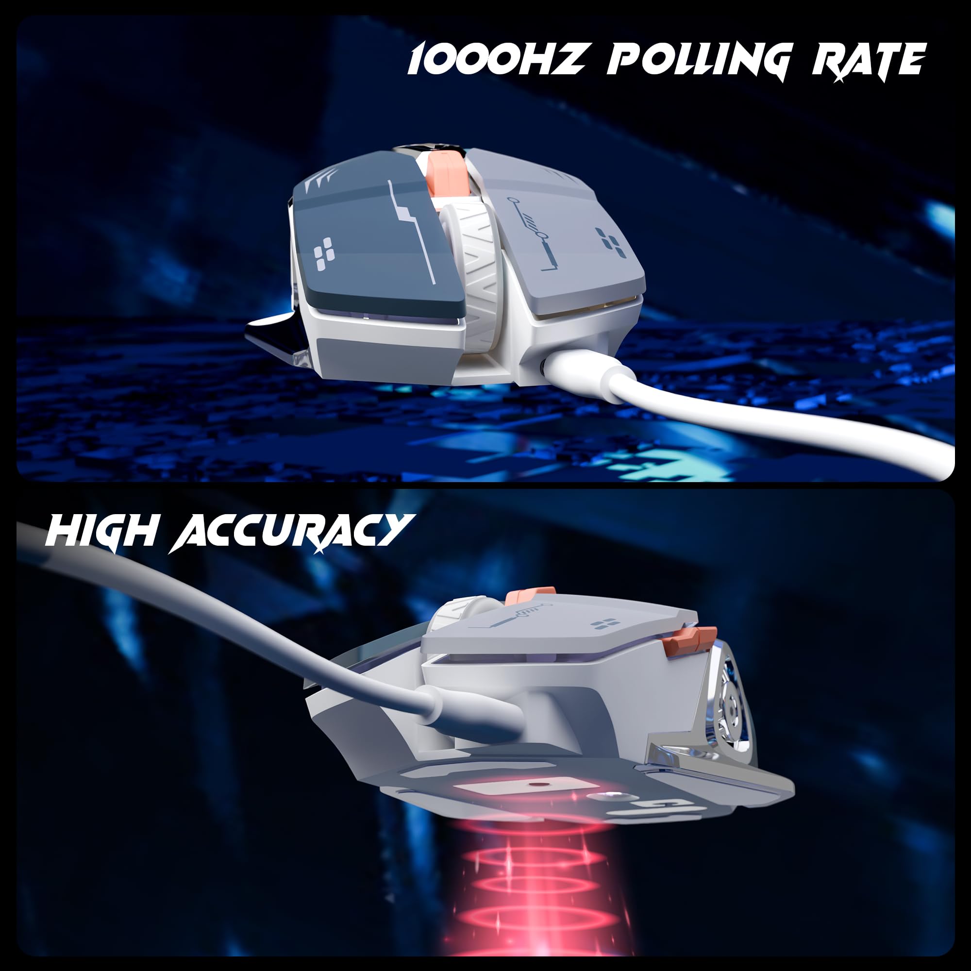 ZEBRONICS Transformer M Plus - Ratón para juegos con cable, hasta 12800 DPI, 6 botones con un interruptor DPI de 6 niveles, 8 modos RGB, tasa de sondeo de 1000 Hz, cable desmontable de 1,5 m, sensor