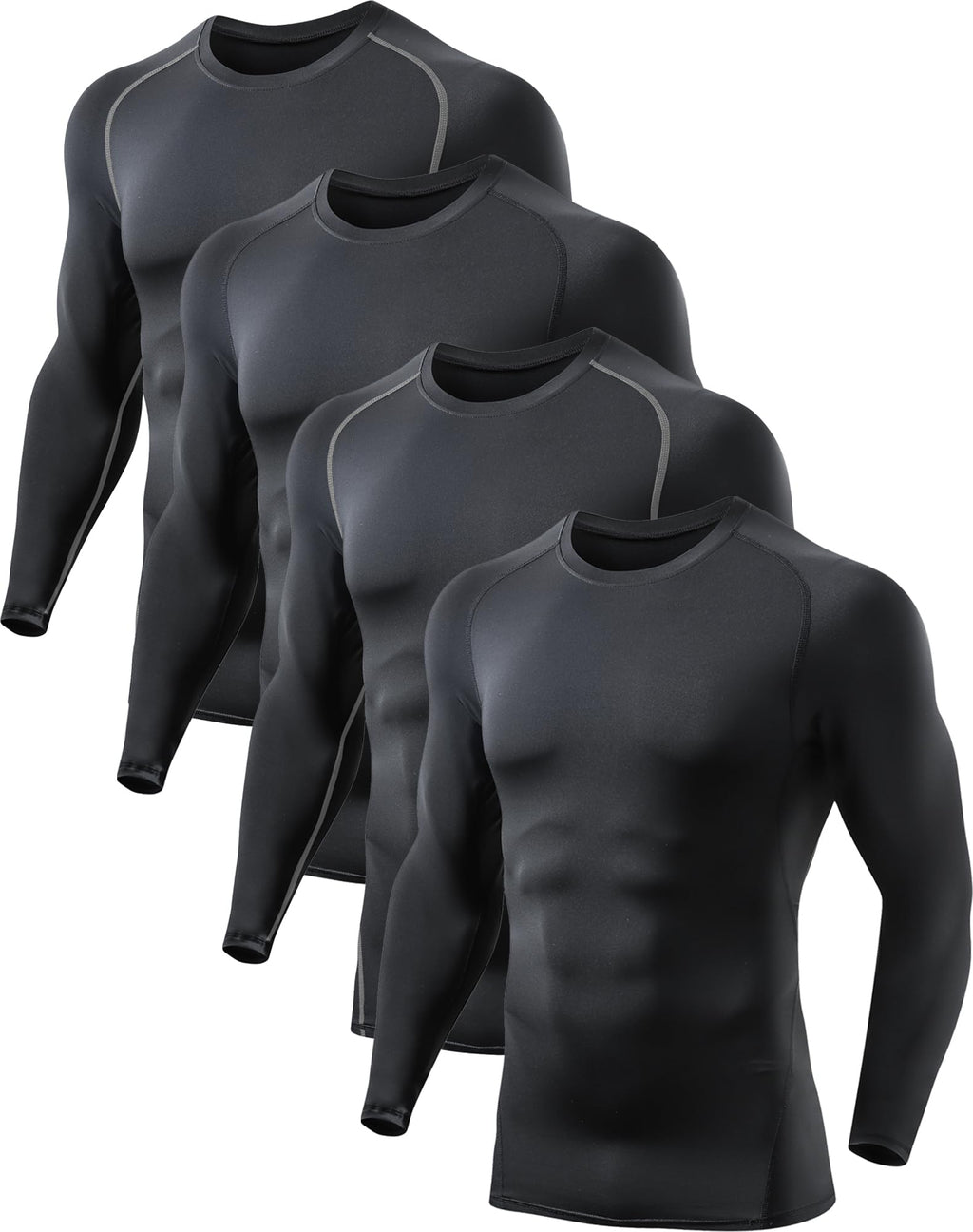 Paquete de 4 camisas de compresión para hombre, manga larga, atléticas, para clima frío, capa base, camiseta interior para entrenamiento, baloncesto
