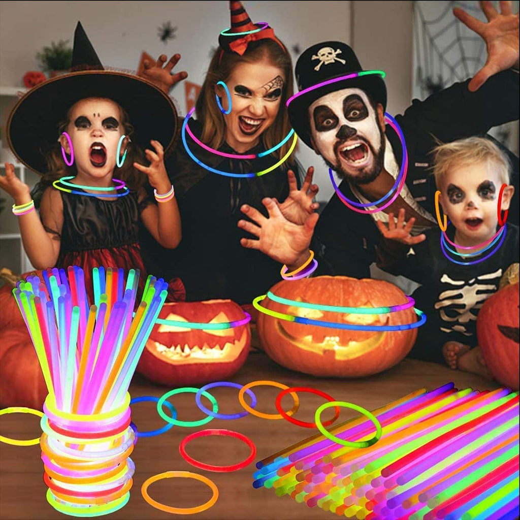 Millegu 230 Glow Sticks Bulk Party Pack, 8" Glow In The Dark Stick Party Supplies, 7 Colors Neon Bracelets Necklaces Eyeglasses, Glowsticks for Kids Adults Halloween July 4th Party Favors
