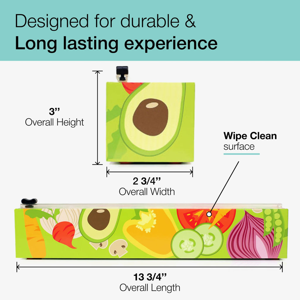 ChicWrap -Chicwrap Sebzeler Doldurulabilir Folyo Dağıtıcı / Sürgülü Kesici, 650 cm Uzun Profesyonel BPA-Ücretsiz Plastik Film
