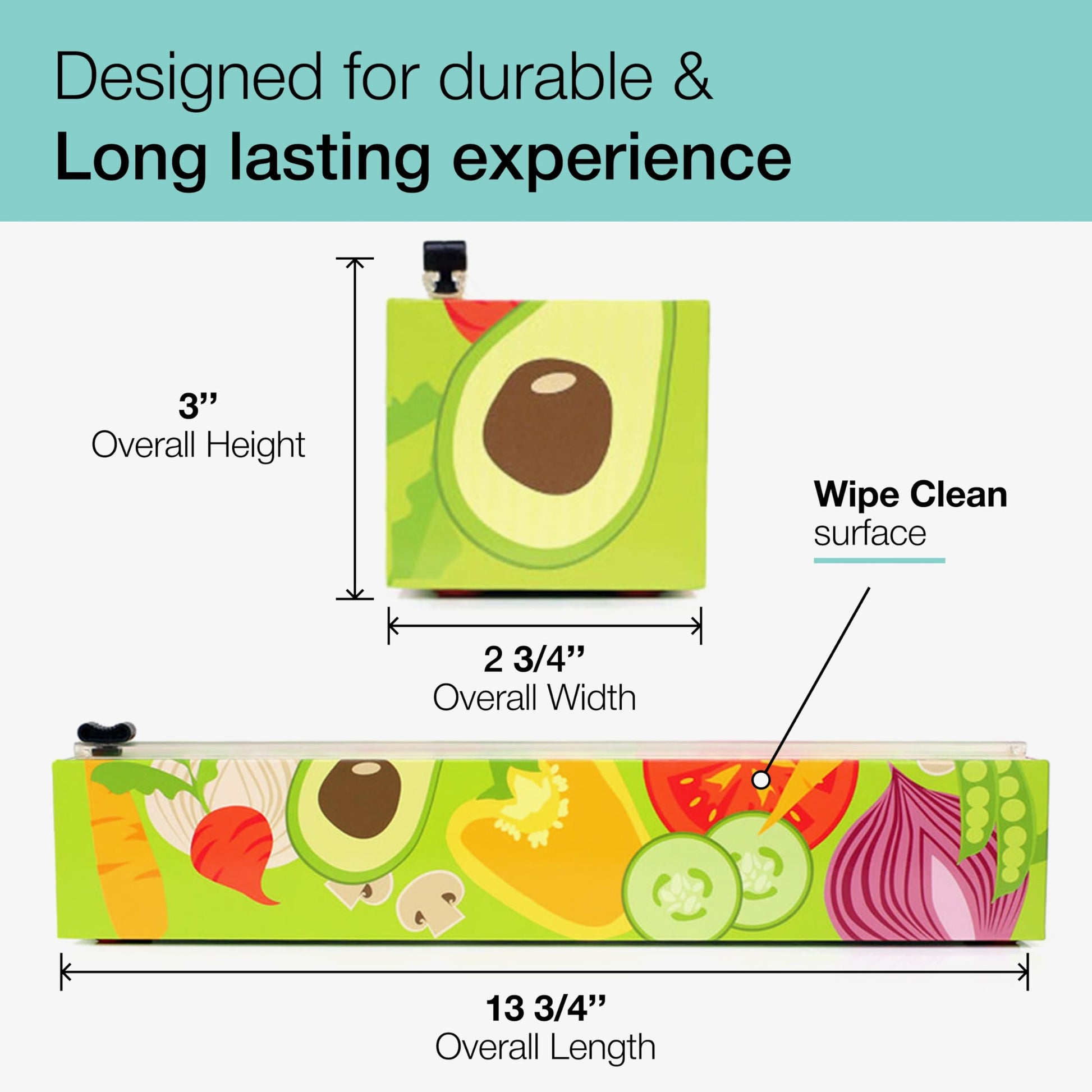 ChicWrap -Chicwrap Sebzeler Doldurulabilir Folyo Dağıtıcı / Sürgülü Kesici, 650 cm Uzun Profesyonel BPA-Ücretsiz Plastik Film