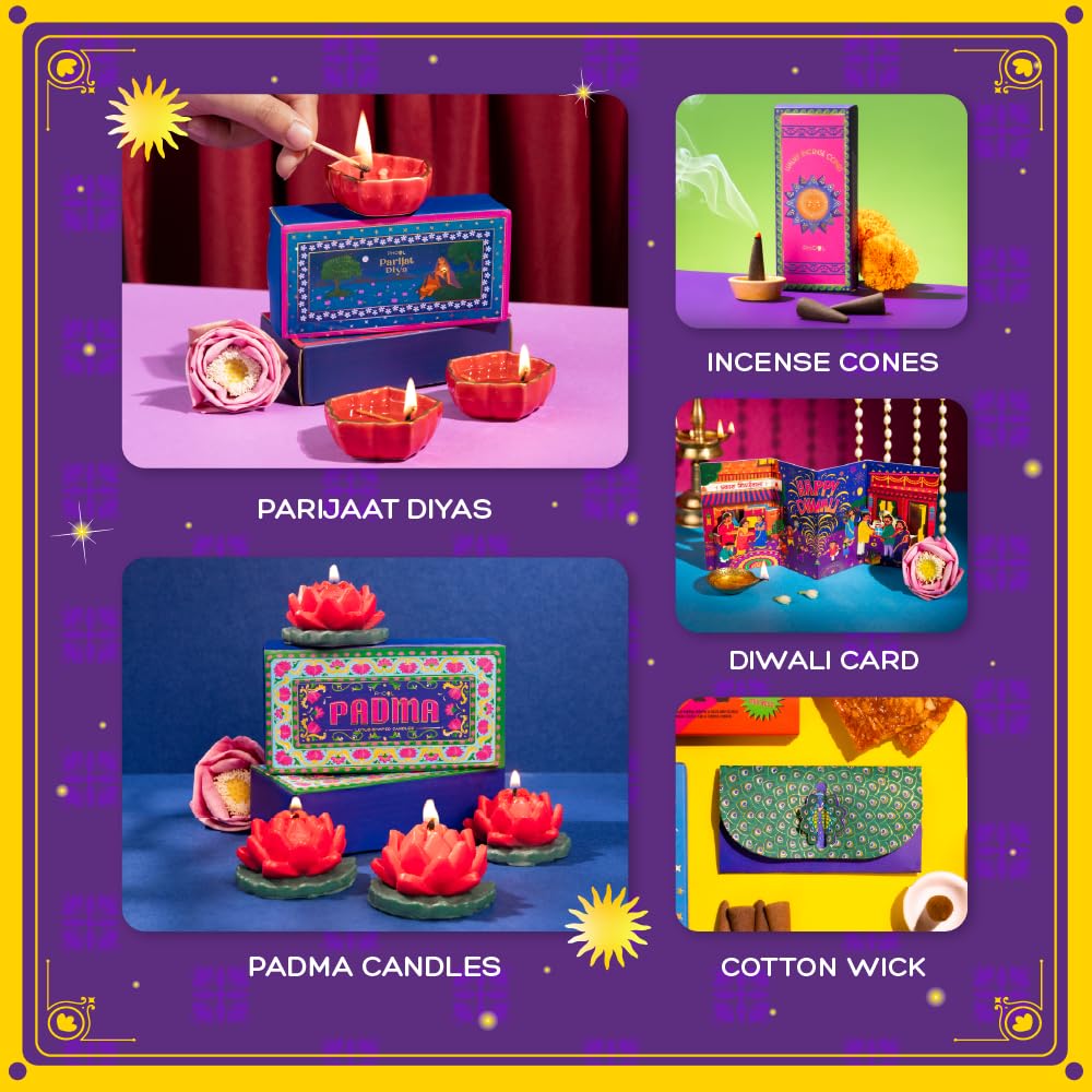 Phool 10 item Shubh Diwali Popup with Lantern Giftbox - Diwali gift hamper with dry fruit ladoo, bombay bhel chikki, diya, candles and more. Gift for Family & Corporate Gifting 2026