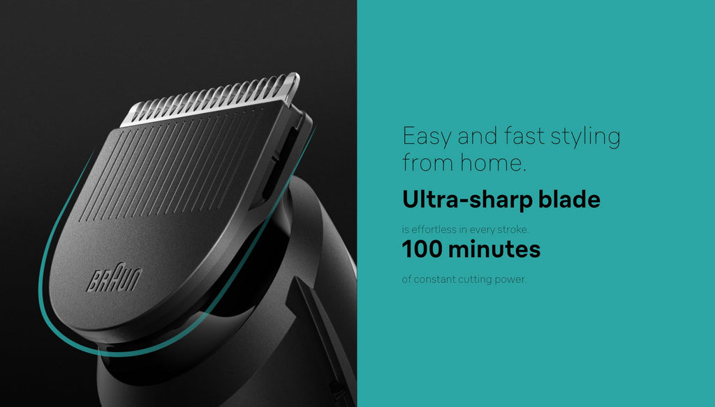 Braun Multi-Groomer Series 5 MGK5420 Men's 9-in-1 Moustache Hair Ear Nose Care Boch Waterproof Design Rechargeable 100 Minutes of Operation on One Charge