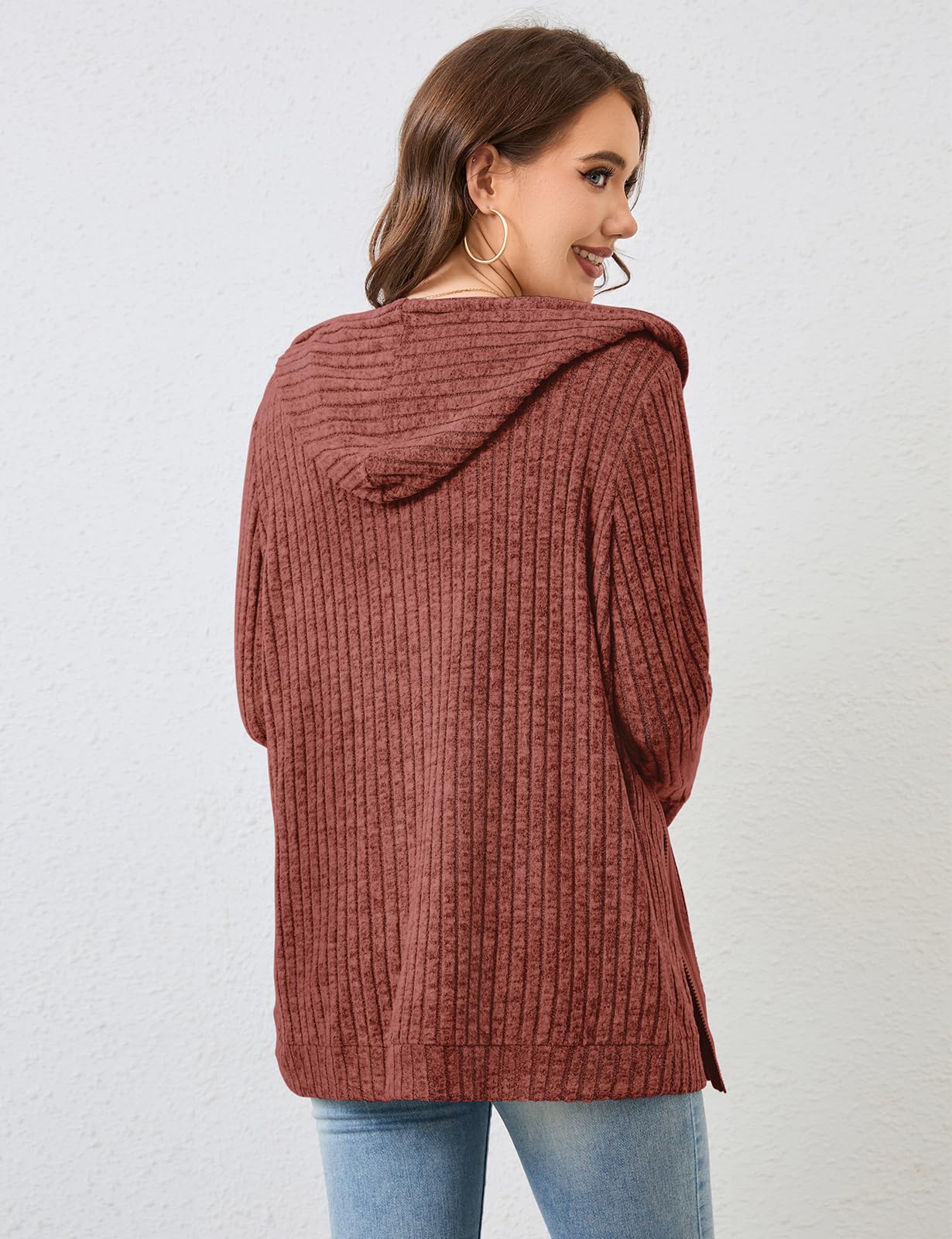 Flikity Zip Hoodie Damen Reißverschluss Sweatjacke mit Kapuze Dünne Jacke